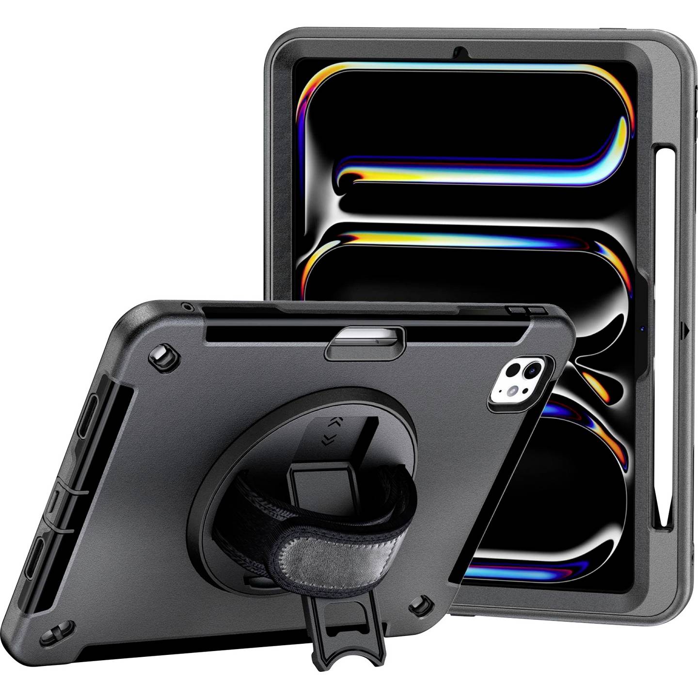 JT Berlin Tablet Cover Hülle Apple iPad Pro 11 2024 Schwarz Ständer Handschlaufe - 4260744253414