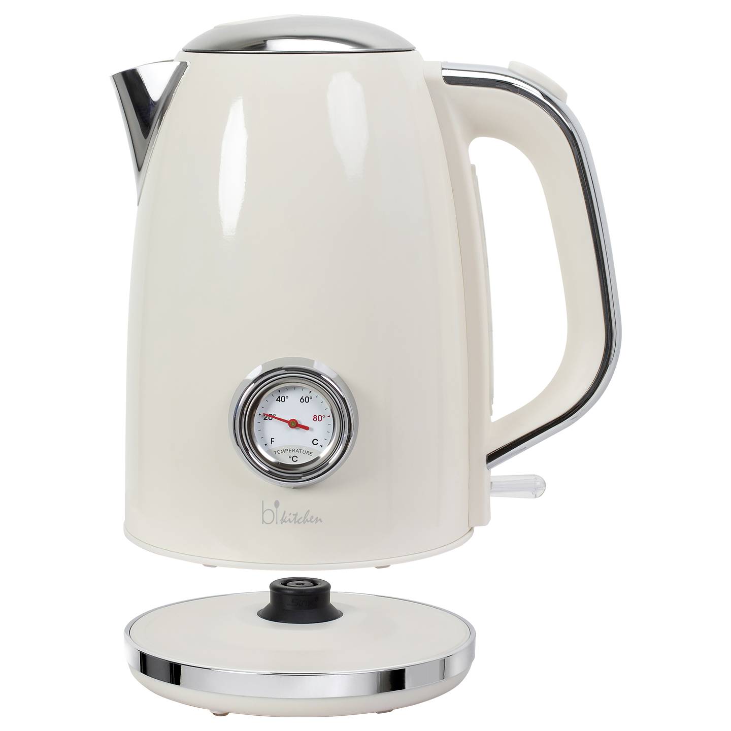 BiKitchen Wasserkocher Edelstahl 1,7l Teekocher cremeweiß glänzend 2200W Kocher - 9004489419149