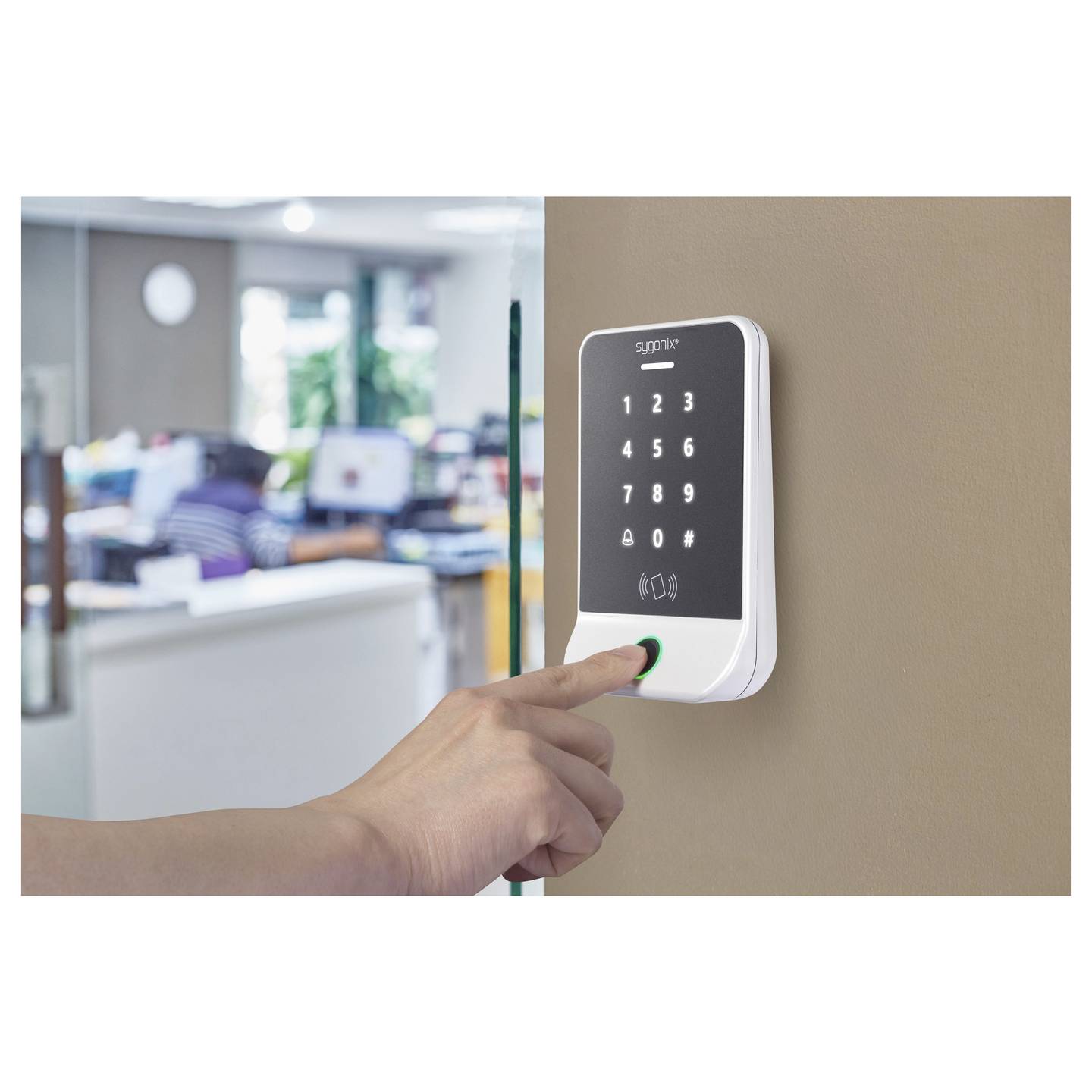 Sygonix Fingerprint RFID Zugangssystem Aufputz 12V DC mit Tastatur silber 1000 - 4064161487731