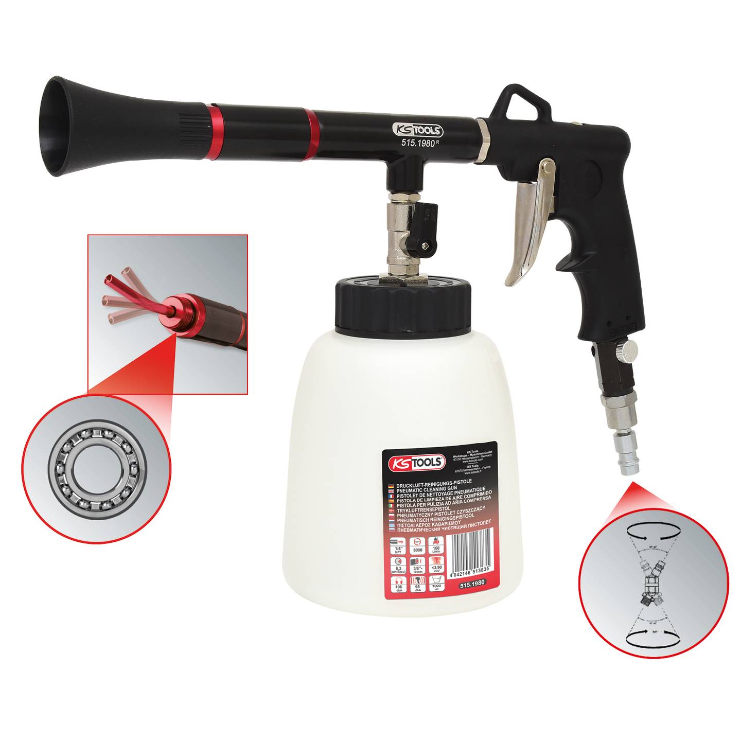 KS Tools Druckluft-Reinigungspistole 5151980 Reinigungspistole 160l/min 6,3bar - 4042146513835