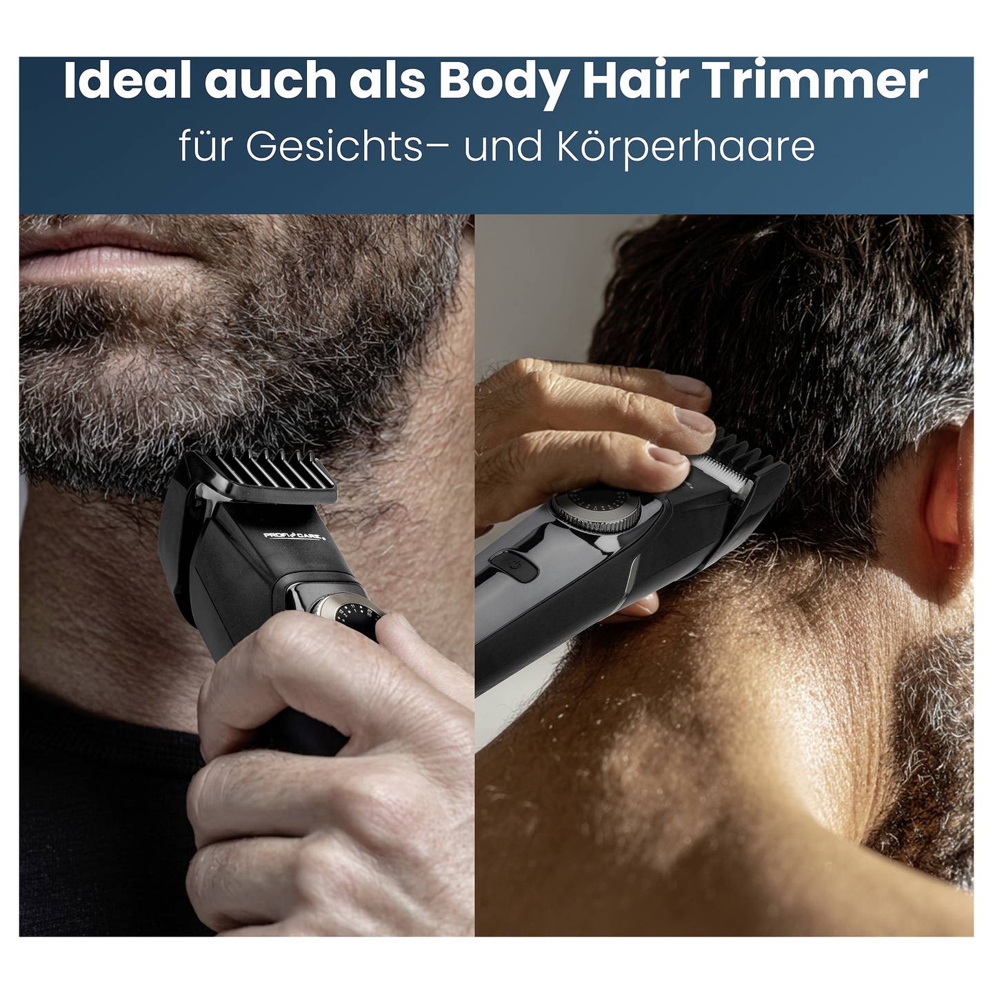 Profi Care Haar- und Bartschneidemaschine Trimmer Chrom-Schwarz USB Ladefunktion - 4006160131314