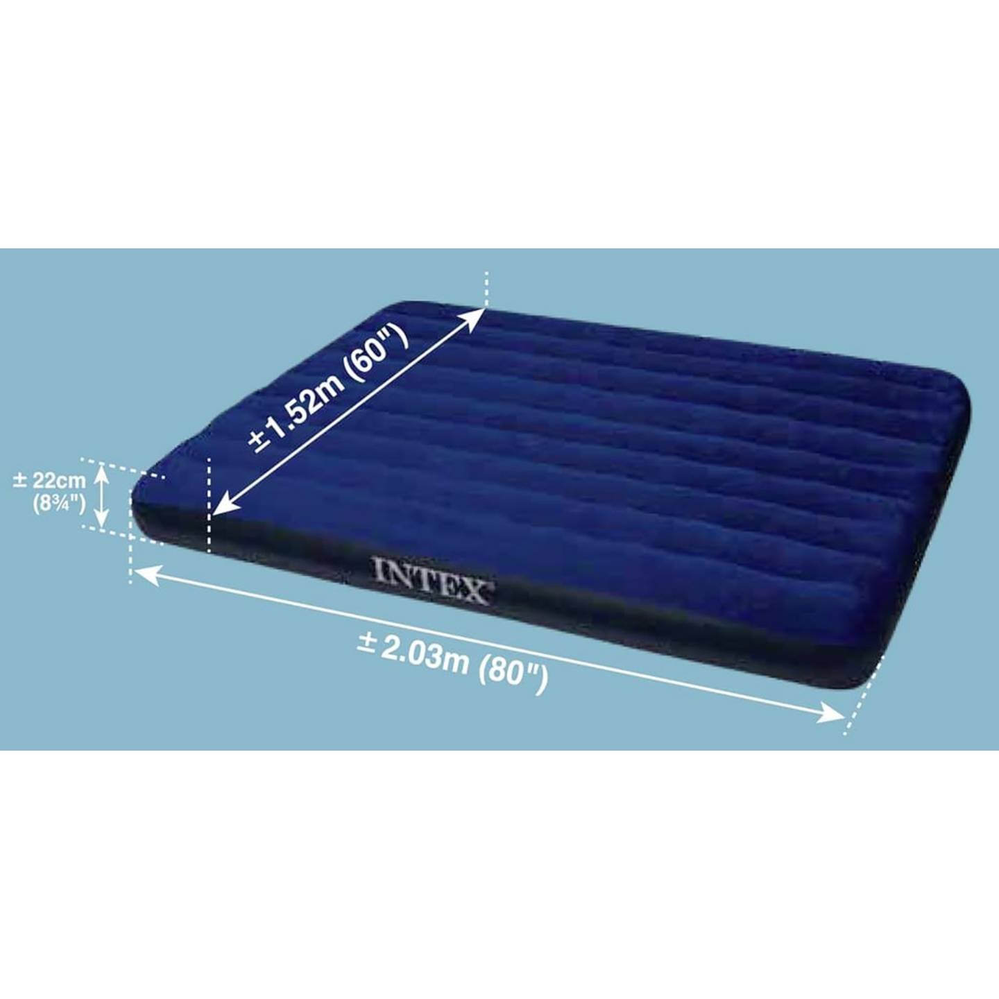 Intex Luftbett Dura-Beam 203x152cm blau Luftmatratze Gästebett Camping bequem - 6941057412474