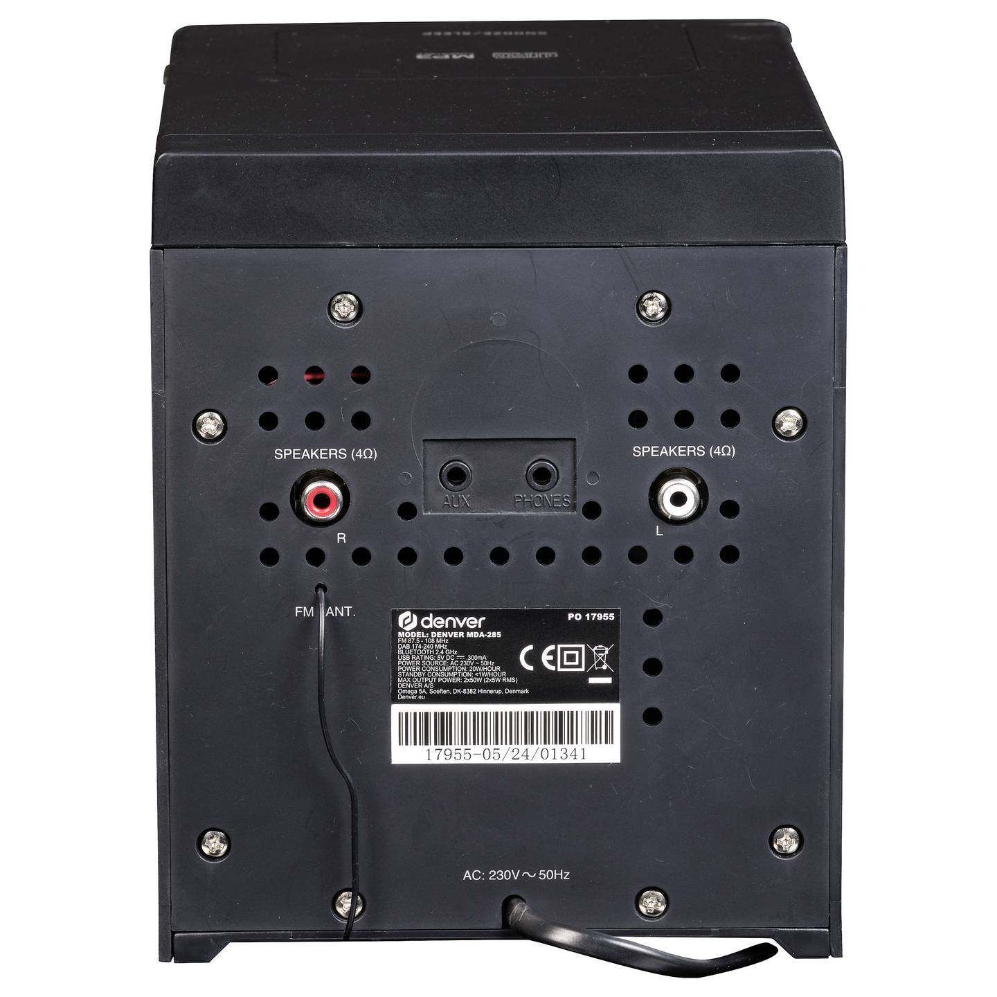Denver MDA-285 DAB FM Musiksystem mit Bluetooth CD MP3 2x5W schwarz - 5706751075162
