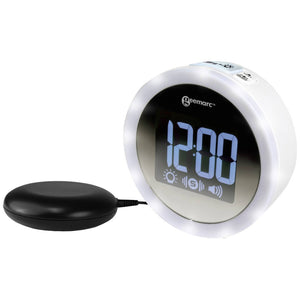 B-Ware Geemarc JWNS-Star_WH_VDE Quarz Wecker Weiß Mit Vibrationskissen LED