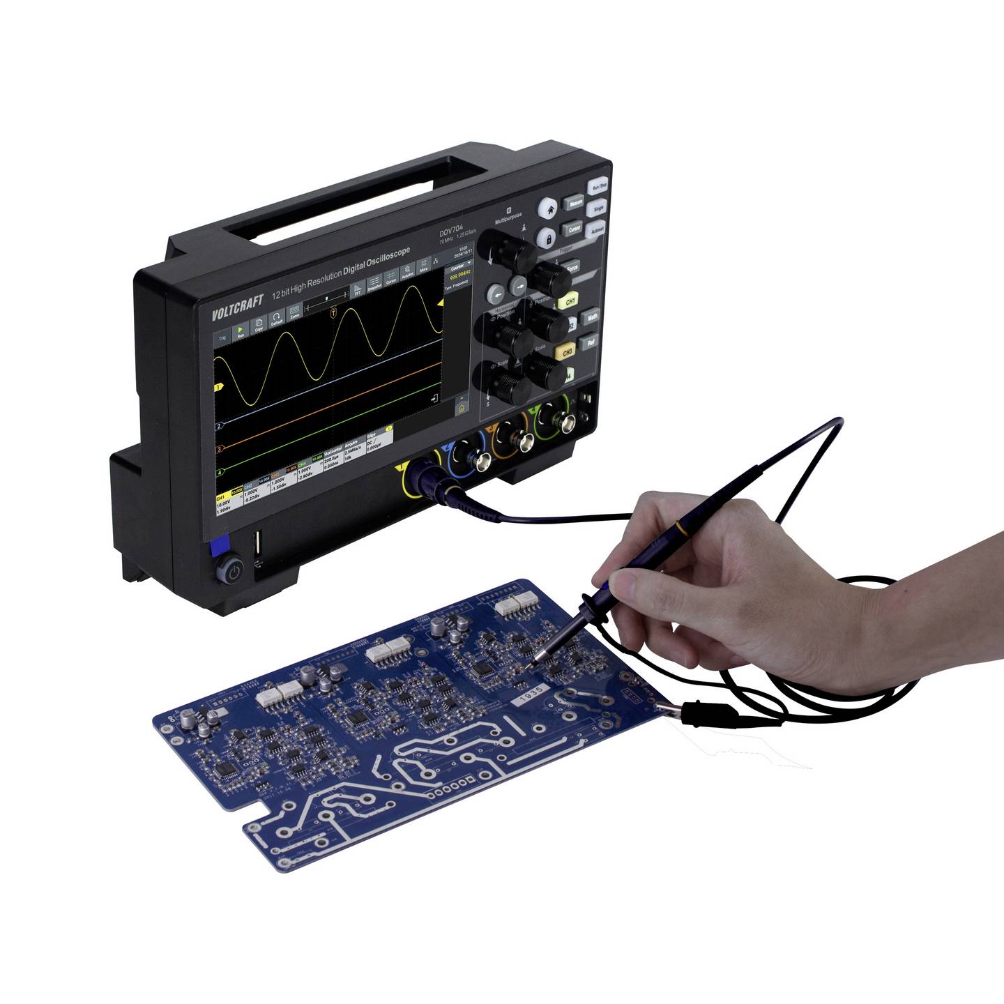 Voltcraft Digital-Oszilloskop DOV704 70 MHz 4-Kanal 1,25 GSa/s 50 Mpts 12 Bit - 4064161397122