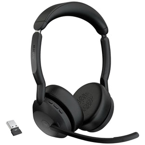 B-Ware Jabra On Ear Headset Evolve2 55 MS Stereo Bluetooth Schwarz Noise Cancelling 18h