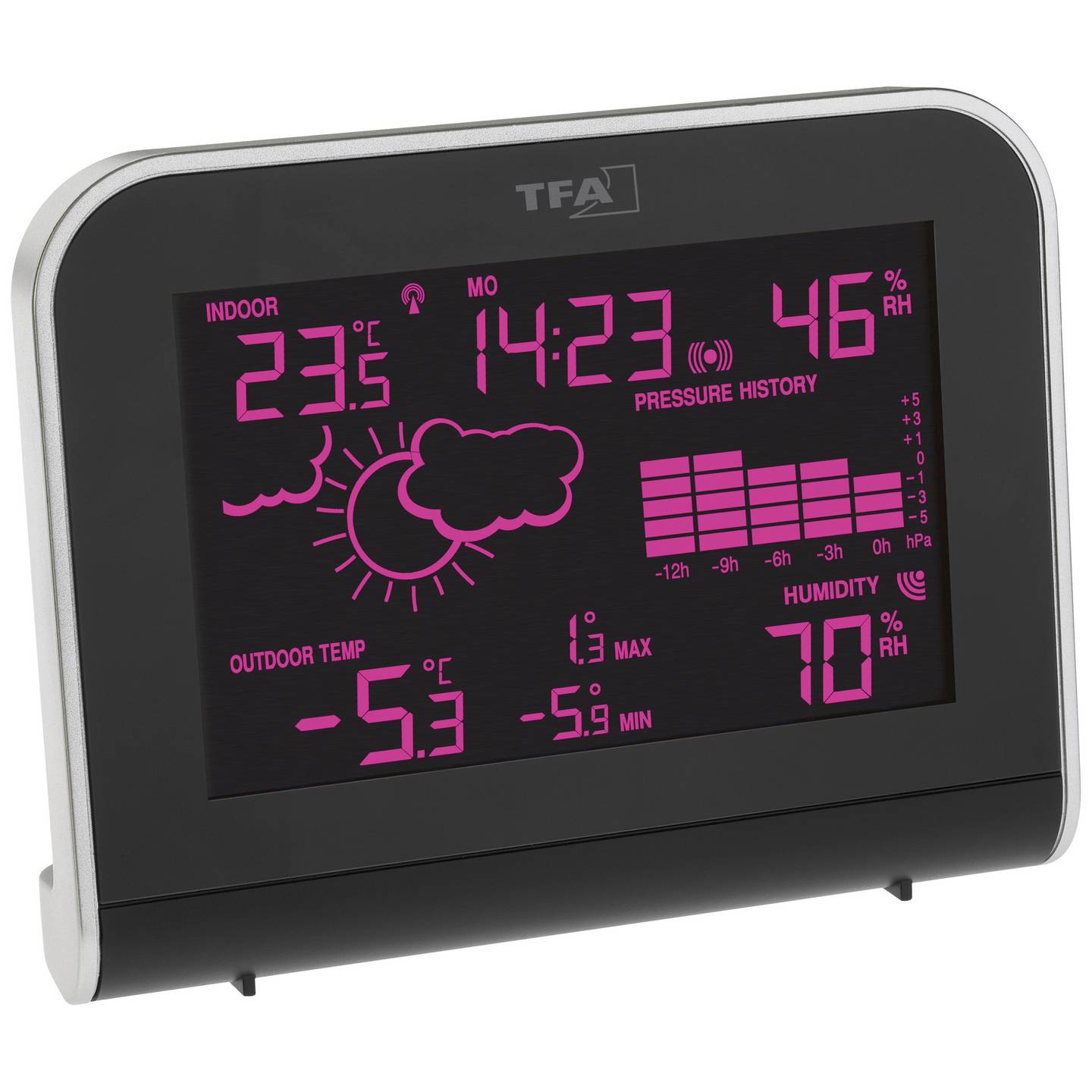 TFA Dostmann Funk-Wetterstation Wettervorhersage 12-24h Außentemperatur - 4009816031655