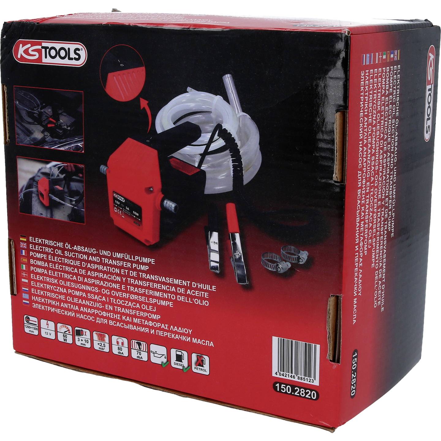KS Tools Pumpe Öl Absaugpumpe Umfüllpumpe Diesel Motoröl Heizöl Kühlflüssigkeit - 4042146885123