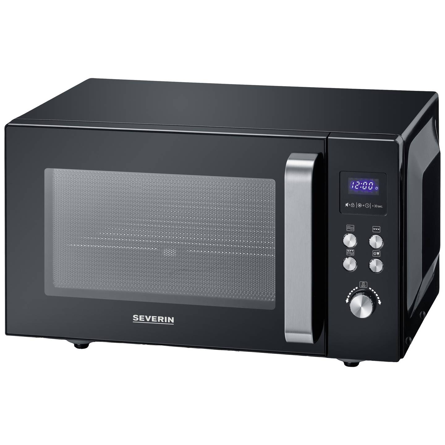 Severin MW Mikrowelle Schwarz Edelstahl 900 W Grillfunktion flacher Glasboden - 4008146037610