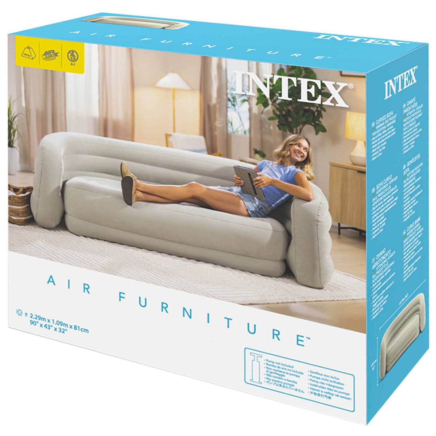 Intex Sofa Couch Sitzmöbel Polstersofa Wohnlandschaft Relaxsofa grau 3-Sitzer - 6941057430676