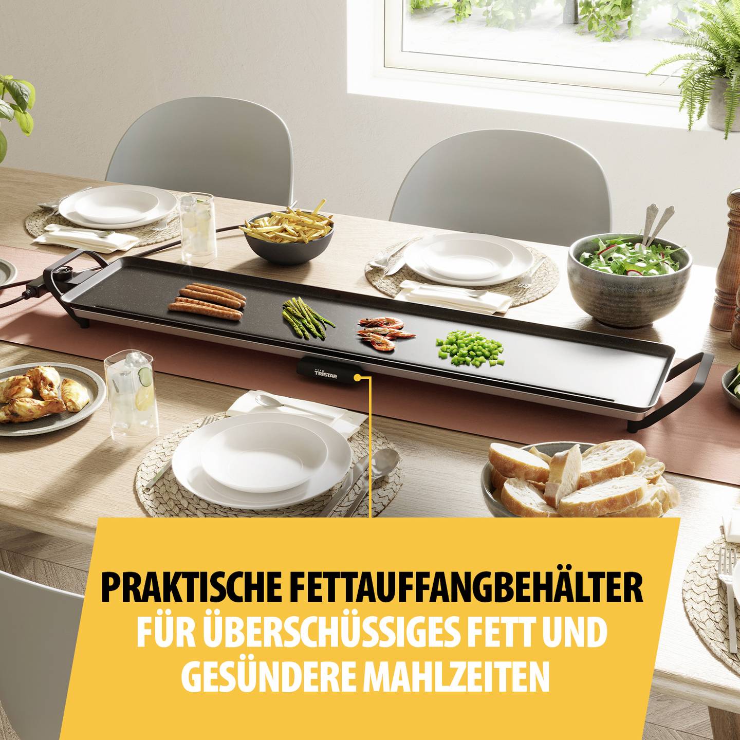 Tristar Elektro Grillplatte Slim XXL BP-2670 Tischgrill 1800W schwarz 100x22cm - 8712836987944