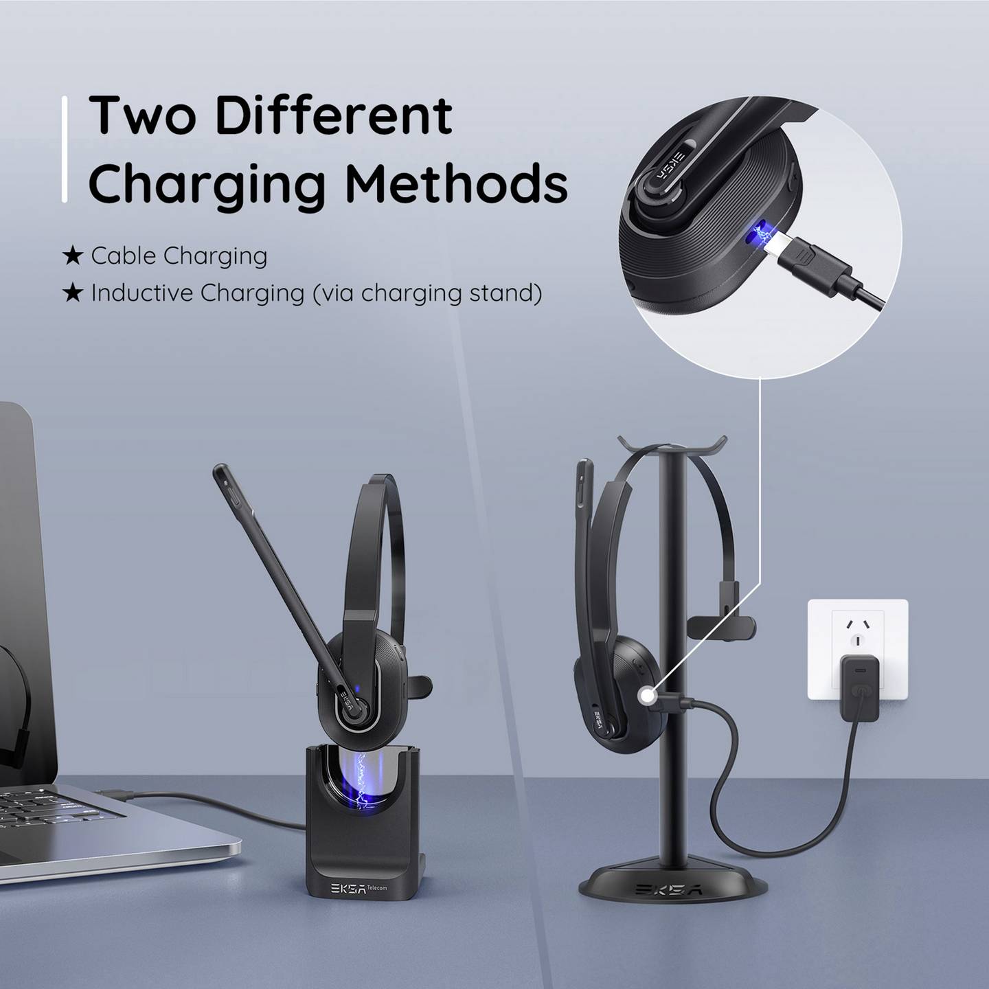 EKSA On Ear Headset Bluetooth Schwarz Noise Cancelling Mikrofon - 4064161258706