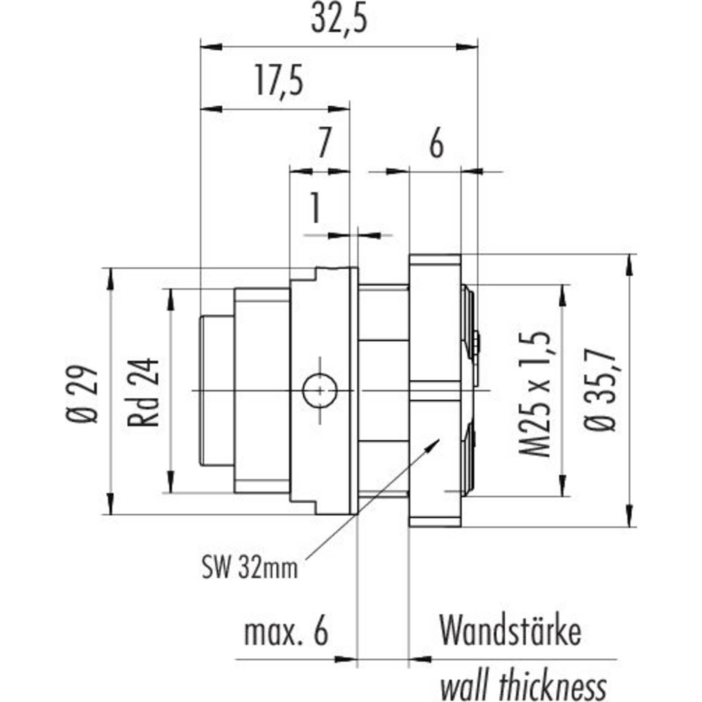 Binder Flanschstecker 09 4223 150 04-20 4 + PE IP67 Anschluss Schraubklemme - 2050010635356