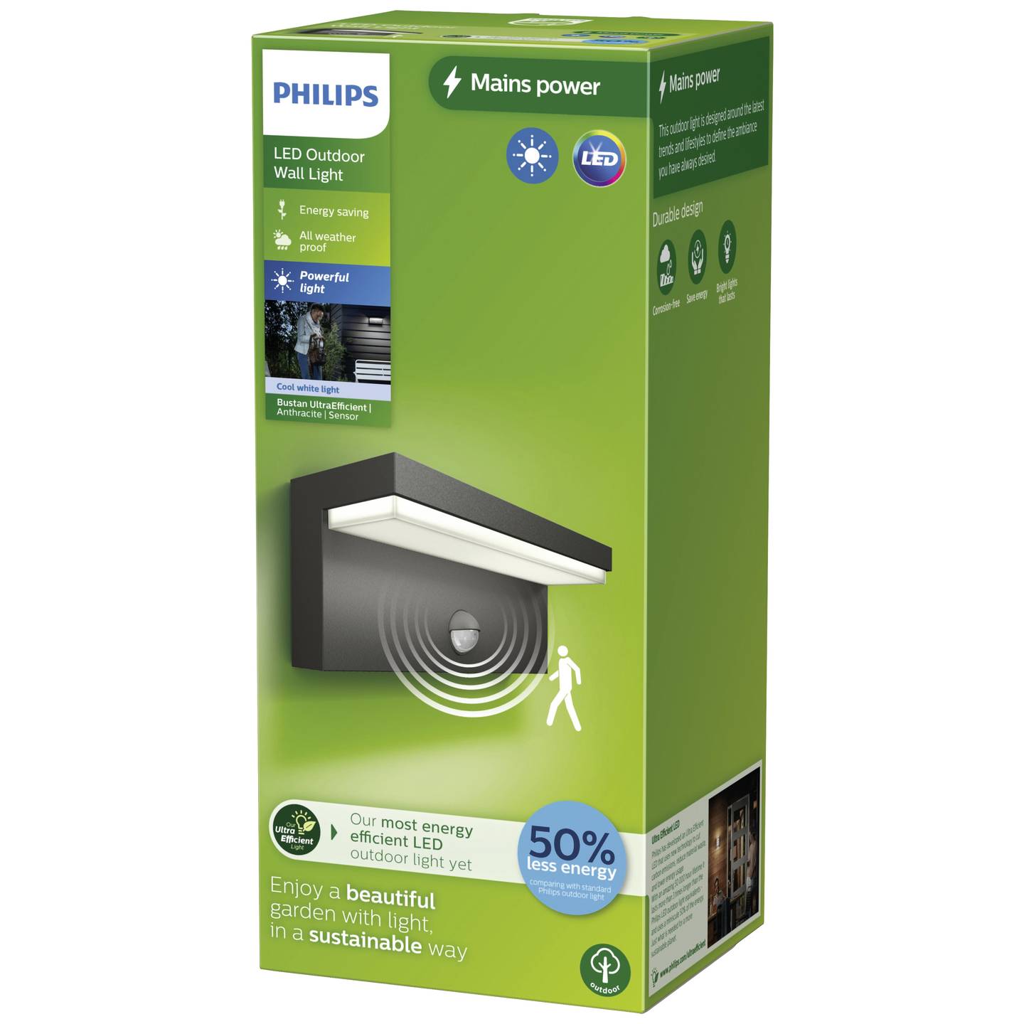 Philips Außenwandleuchte LED mit Bewegungsmelder 3.8W anthrazit 800 Lumen IP44 - 8720169257412