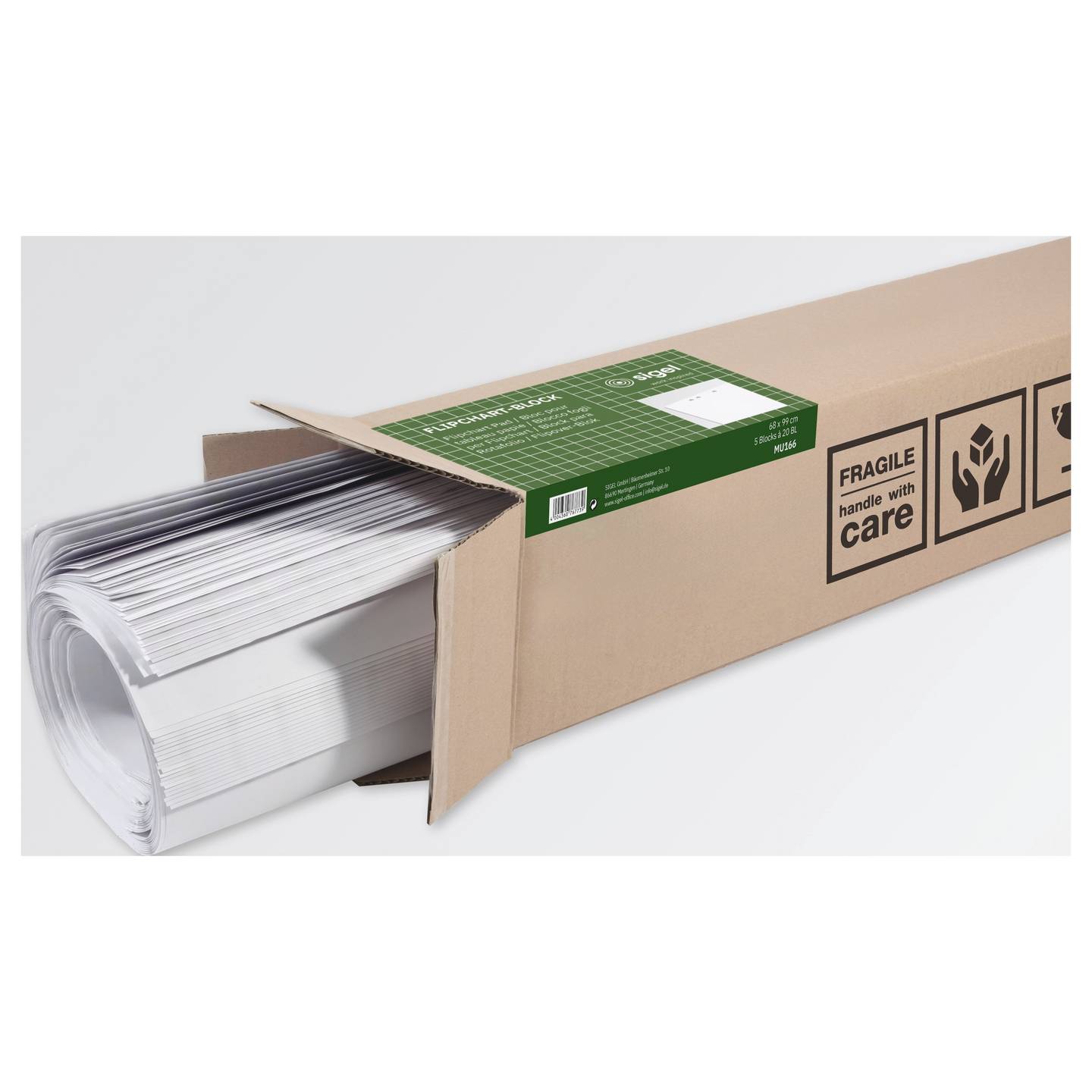 Sigel Flipchartblock 100 Blatt (5x20) blanko 68x98cm für Teamarbeit in Weiß - 4004360767739