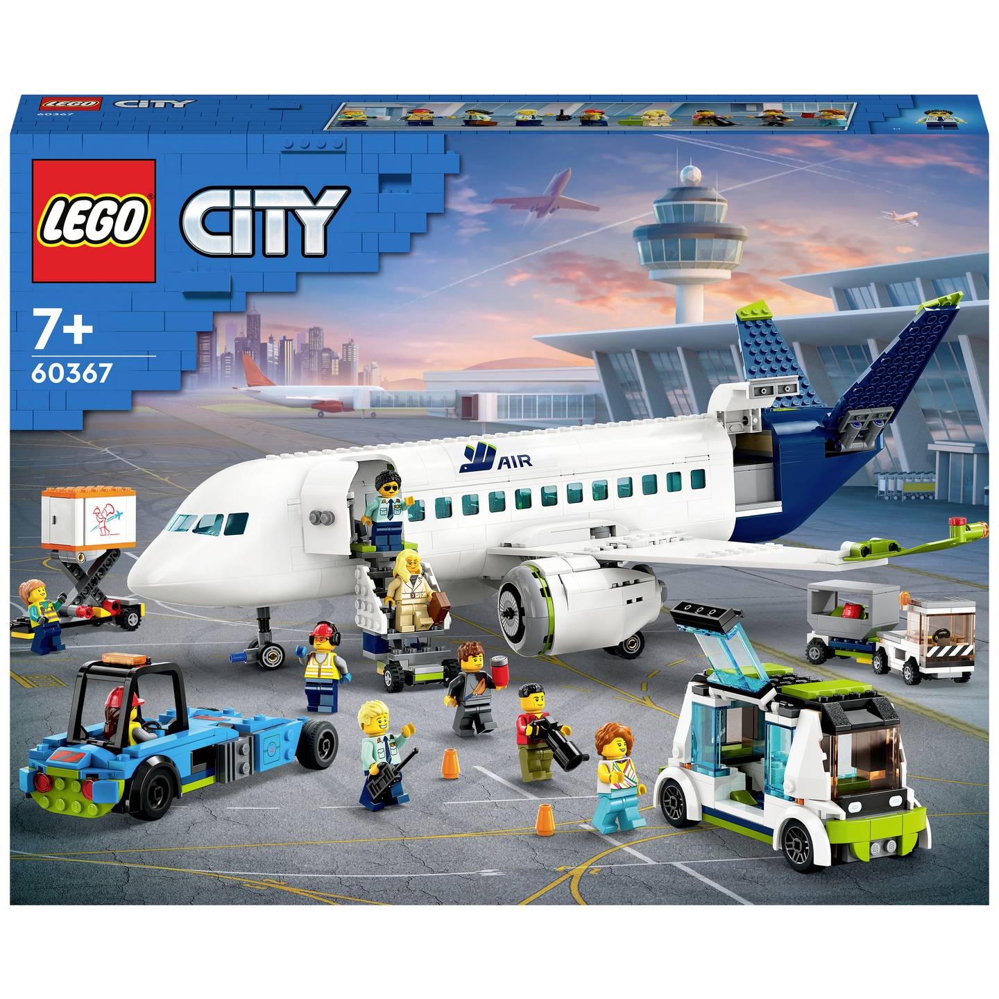 LEGO CITY Passagierflugzeug Modell 60367 Konstruktionsspielzeug 913 Teile 19cm - 5702017416274