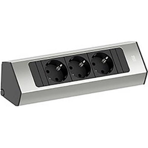 B-Ware BACHMANN Steckdosenleiste 3-fach Edelstahl-Optik 2m Zuleitung Nischenmontage