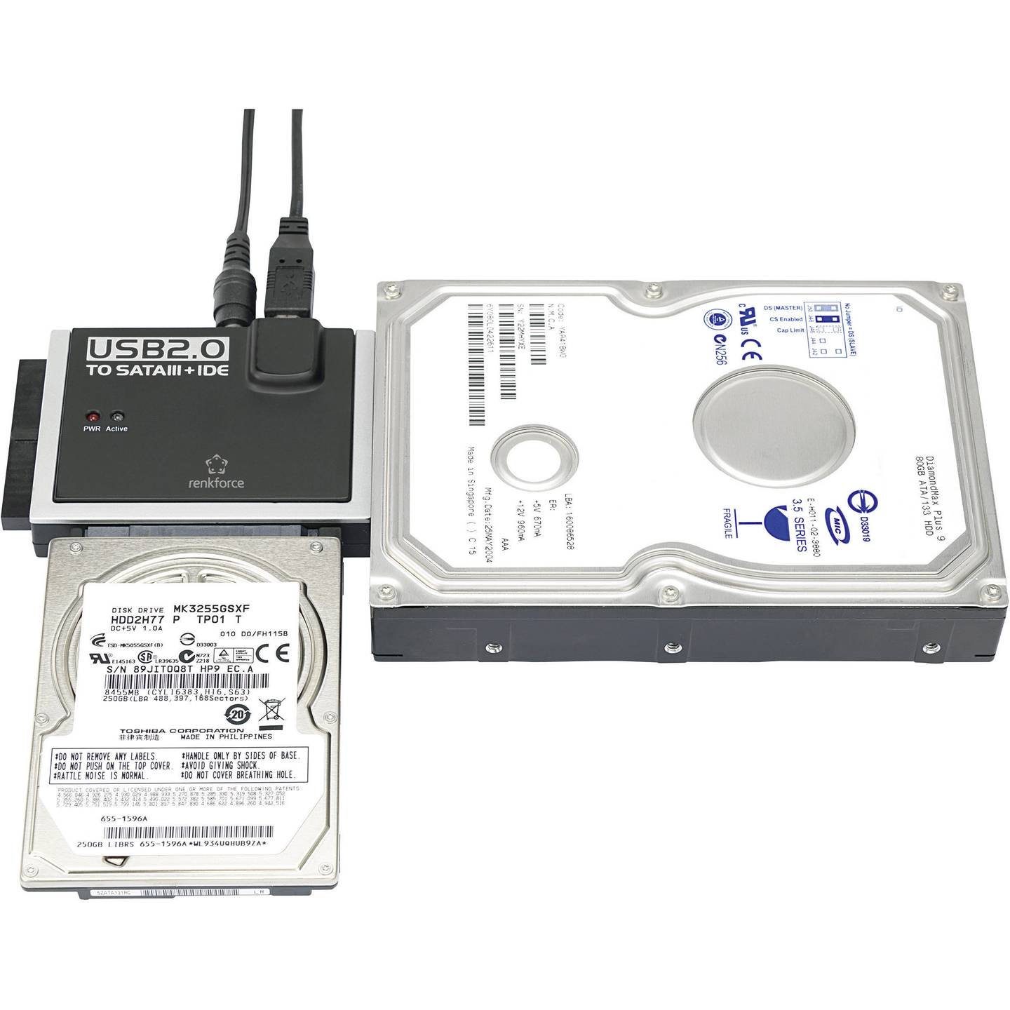 Candidate title: RENKFORCE USB 2.0 IDE SATA Konverter Computerkabel Adapter - 4016138941173