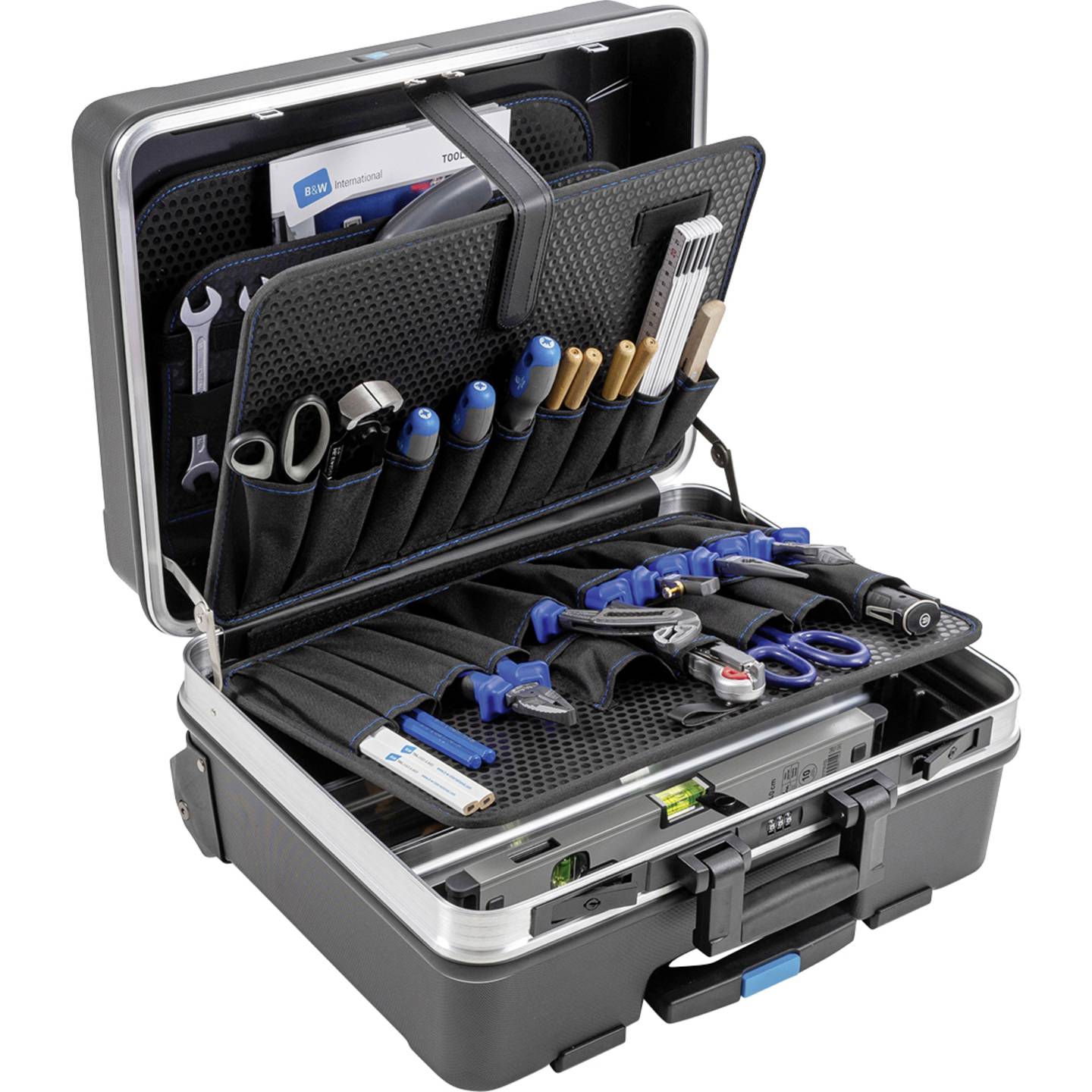 B&W Werkzeugkoffer Werkzeugbox GO POCKETS SW Werkzeugset für Handwerkzeuge 78cm - 4031541706607