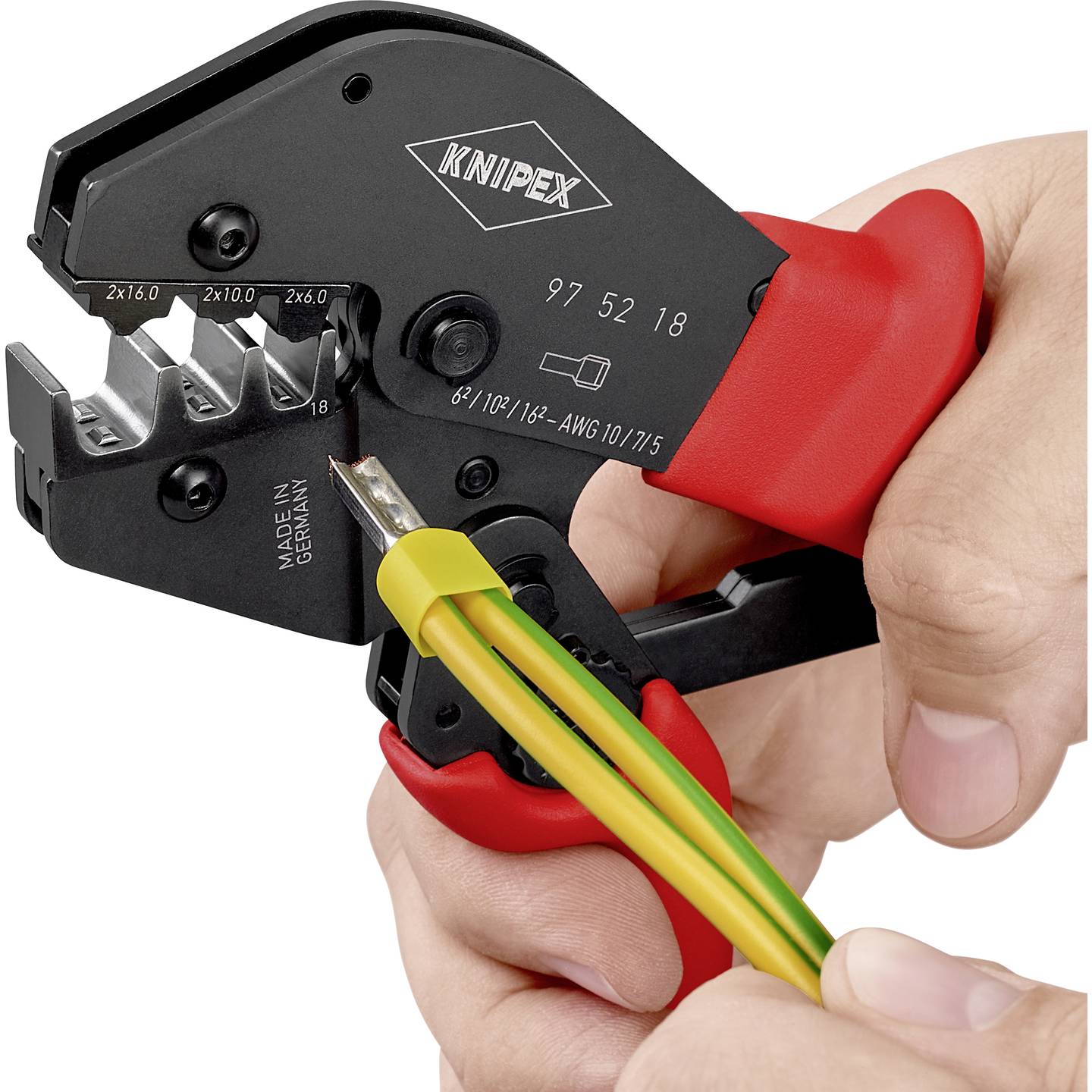 Knipex Crimpzange Zwillings-Aderendhülsen 2x6 2x10 2x16 mm² 250mm 571g - 4003773026839