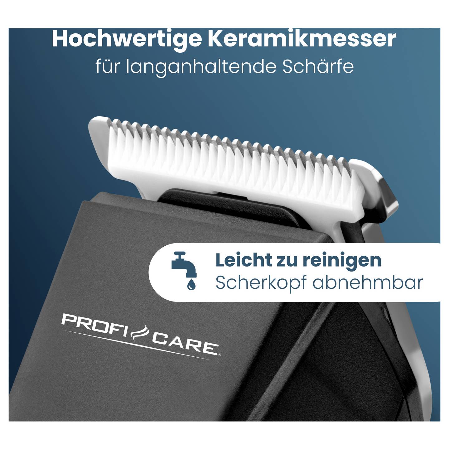 Profi Care Haar- und Bartschneidemaschine Trimmer Chrom-Schwarz USB Ladefunktion - 4006160131314