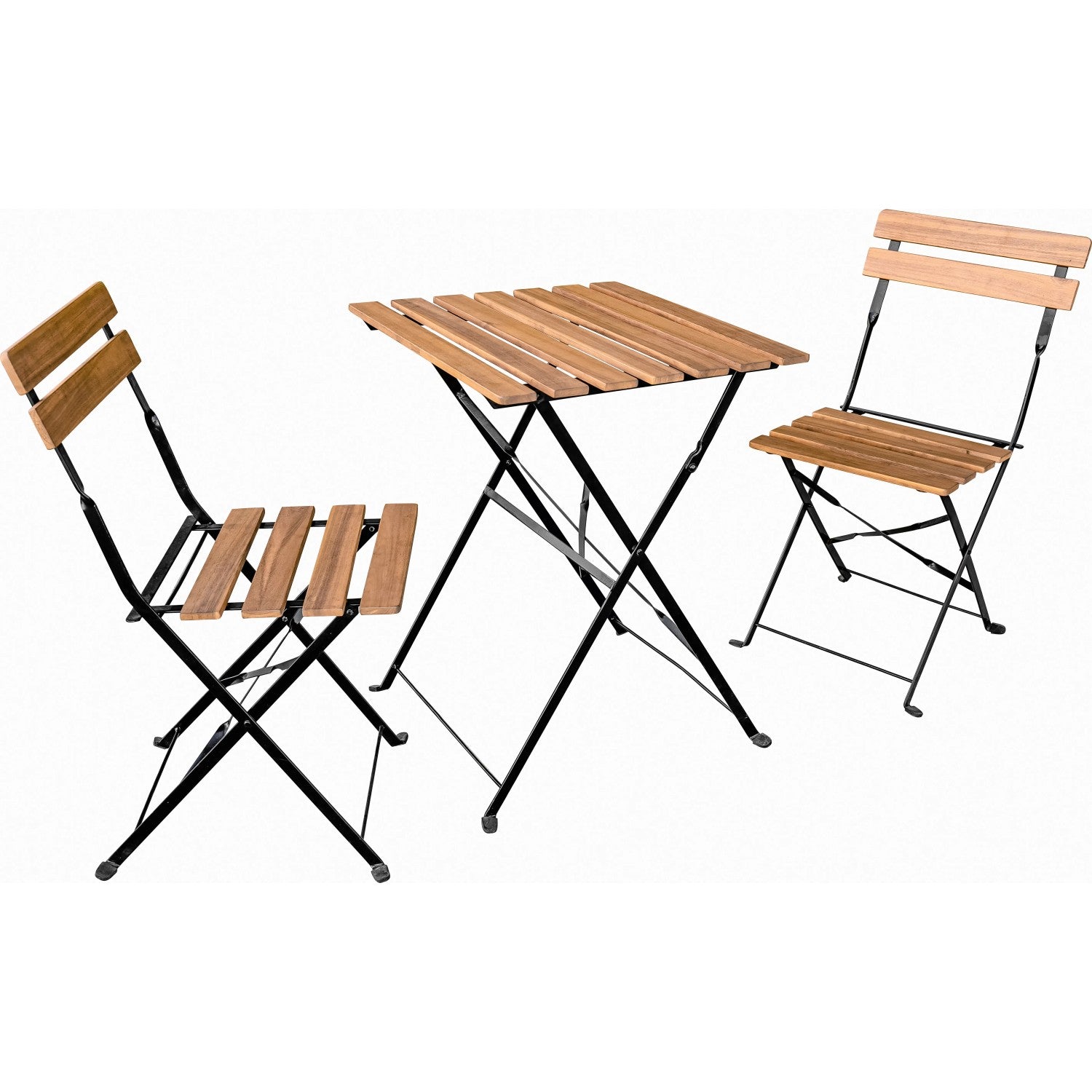 Balkonmöbel-Set Acari 3-teilig Klappstuhl Klapptisch Stahl Akazie schwarz 220kg - 4007873338502