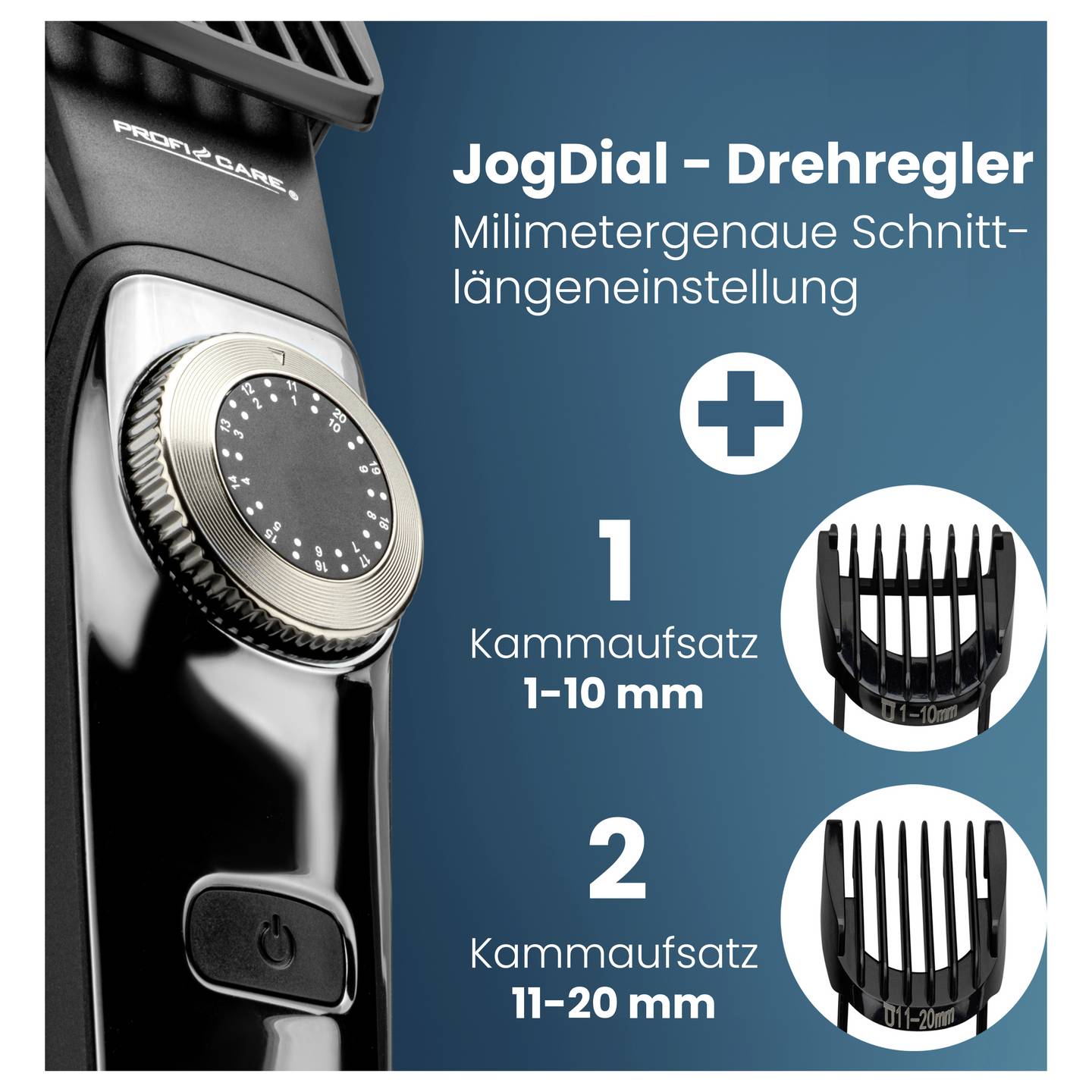 Profi Care Haar- und Bartschneidemaschine Trimmer Chrom-Schwarz USB Ladefunktion - 4006160131314