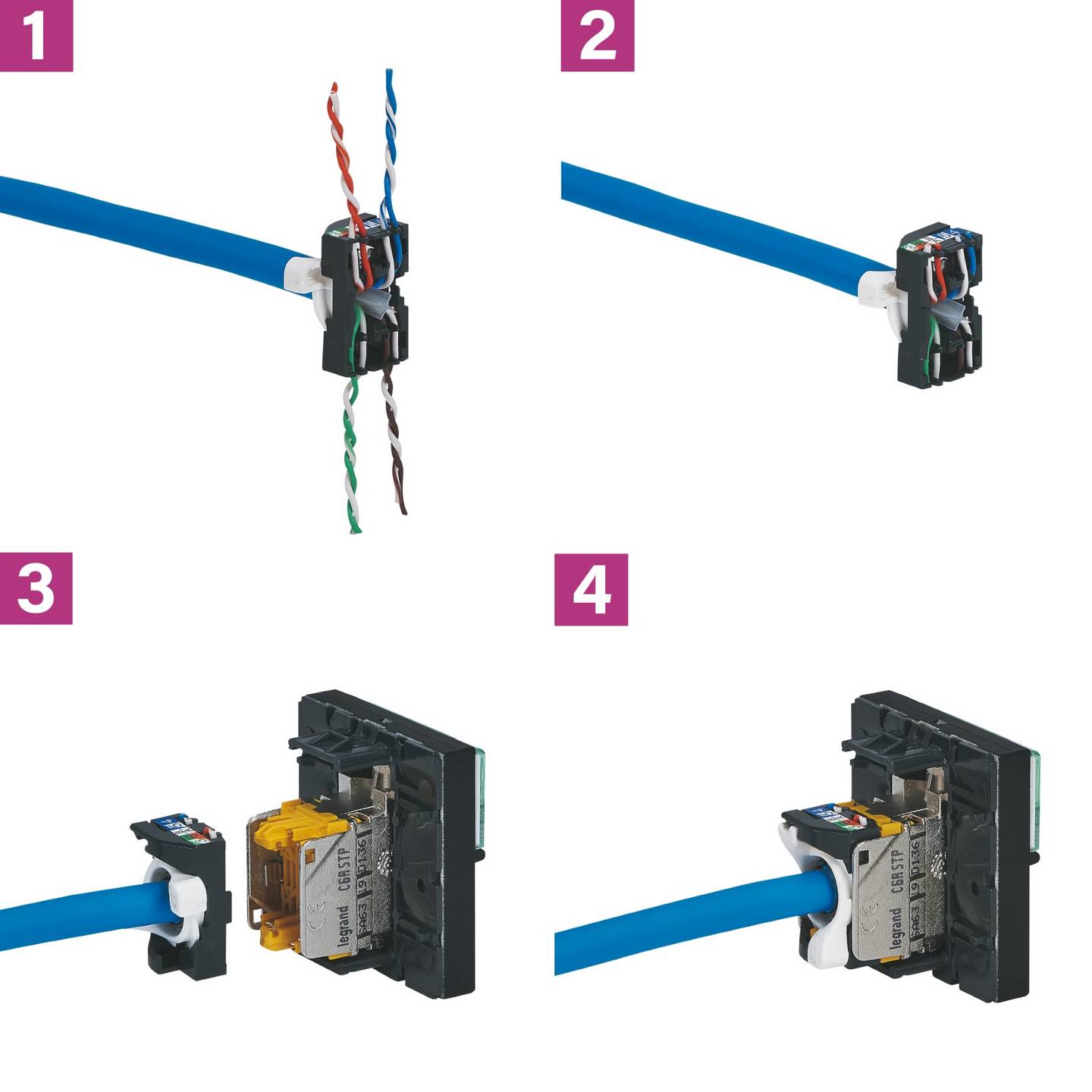 Legrand RJ45-Datendose Netzwerkdose Einsatz Kategorie 6 FTP Grau Plexo New - 3414971879133