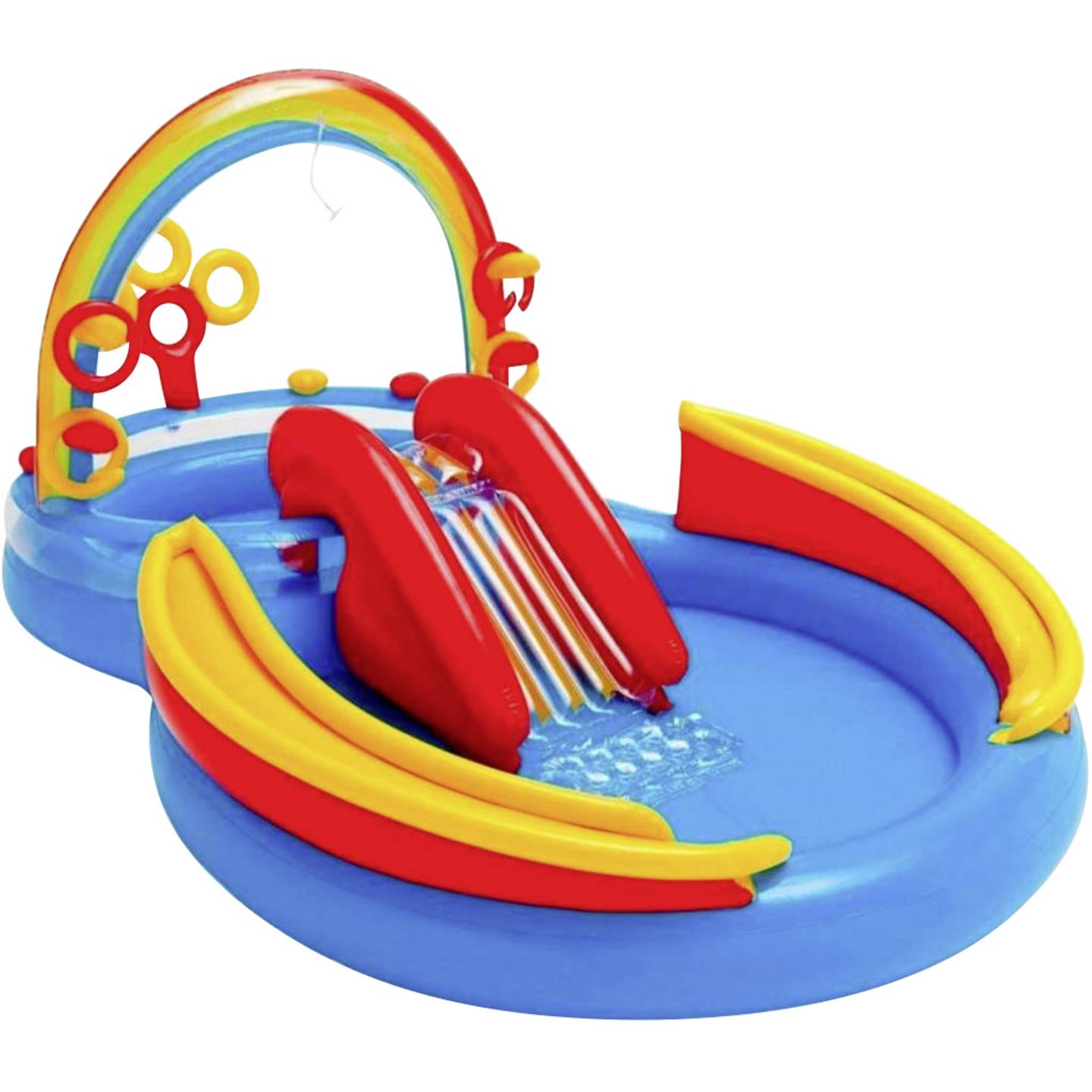 Intex Aufblasbarer Kinderpool Rainbow Ring 57453NP mit Rutsche und Dusche 81kg - 6941057402499