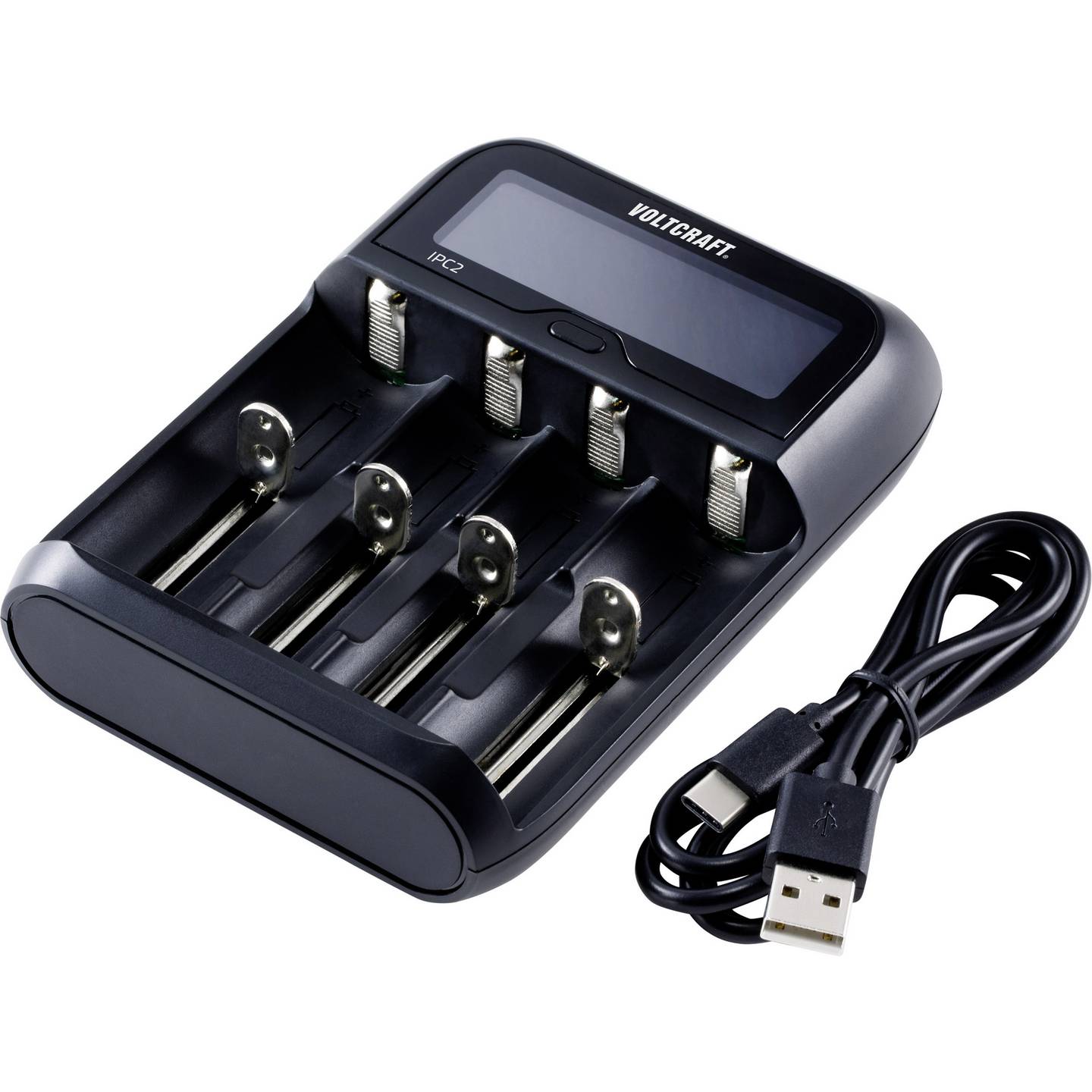 Voltcraft Rundzellen-Ladegerät IPC-2 NiMH NiCd LiIon LiFePO 4-fach USB 2000mA - 4053199938469
