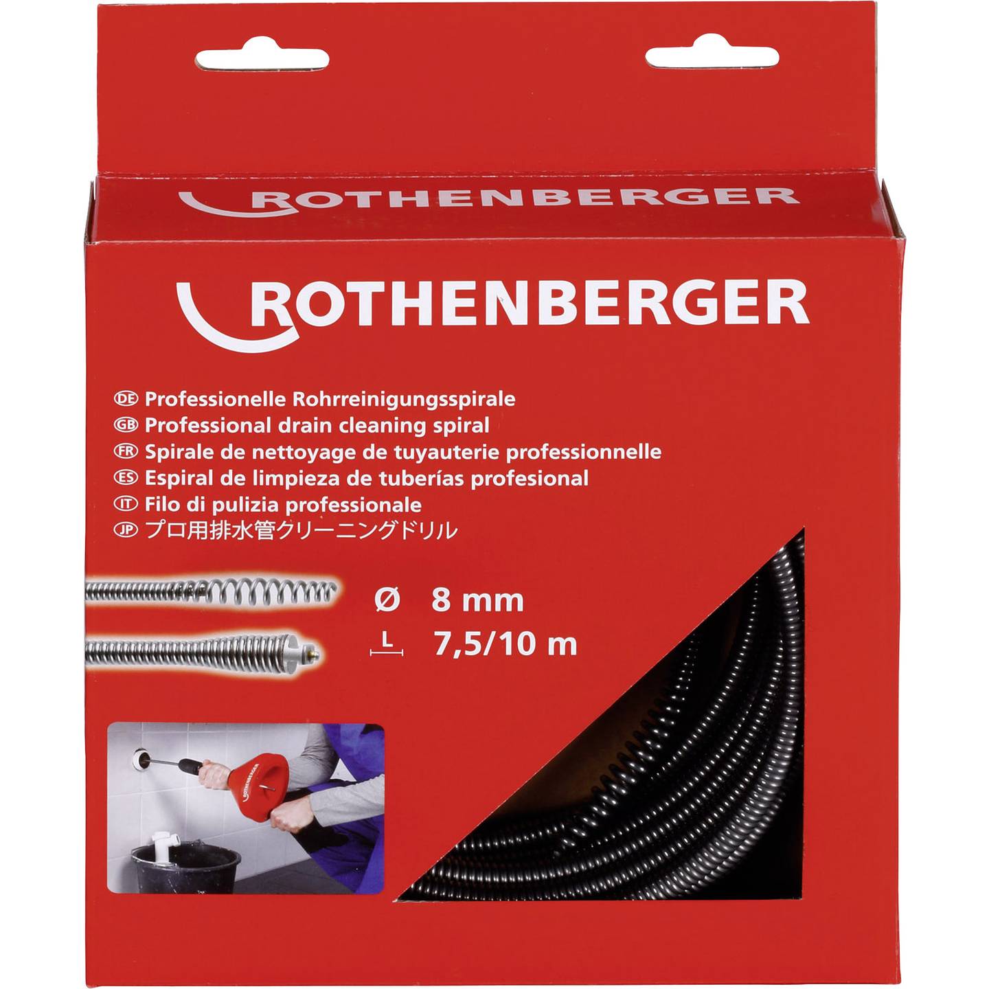 Rothenberger Rohrreinigungswelle 7,5m Ø8mm Rohrreinigung Handwerkzeug 20-50mm - 4004625724125