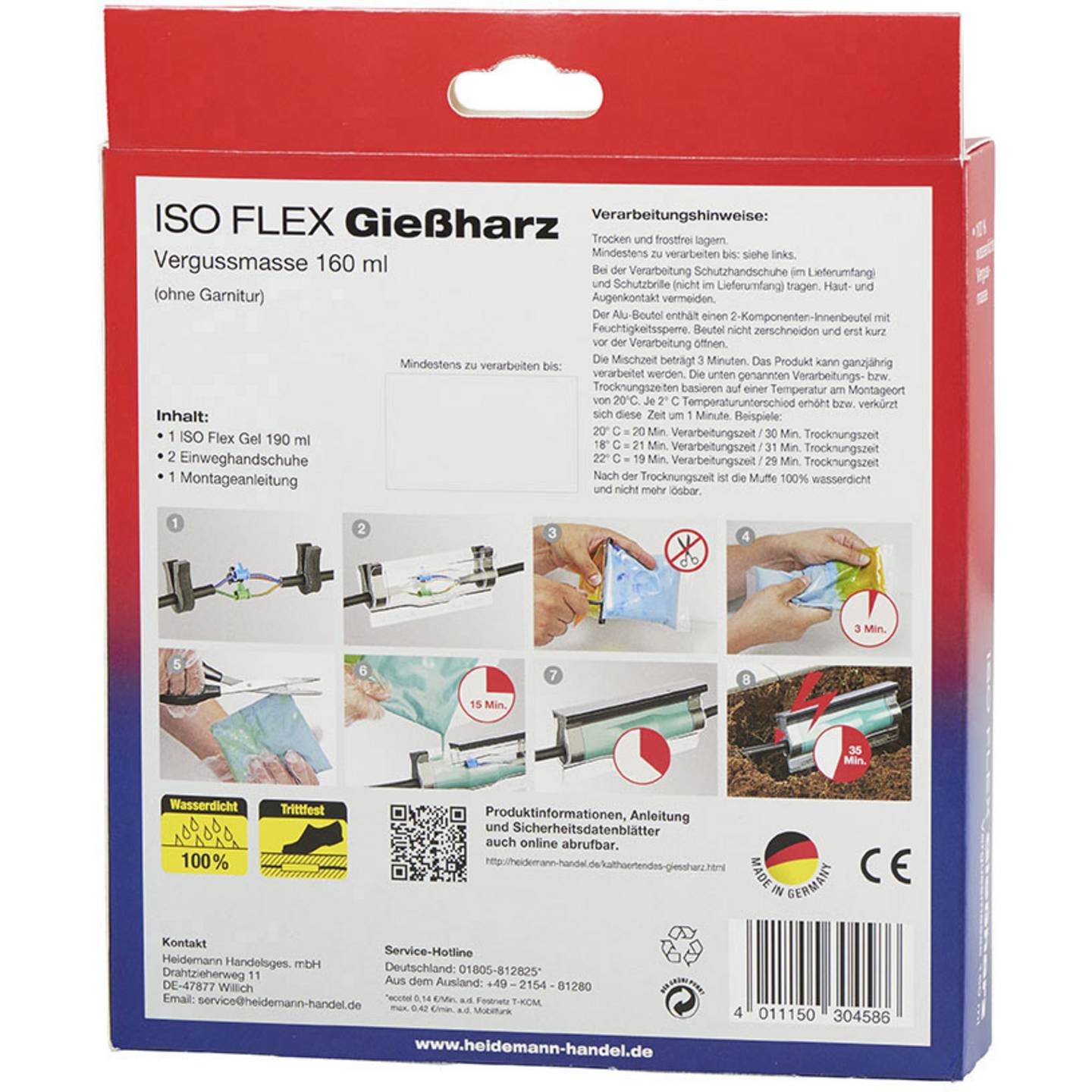 HeidemannGiesharz Gießharz ISO-PUR K 760 kalthärtend wasserdicht 160ml 2 - 4011150304586