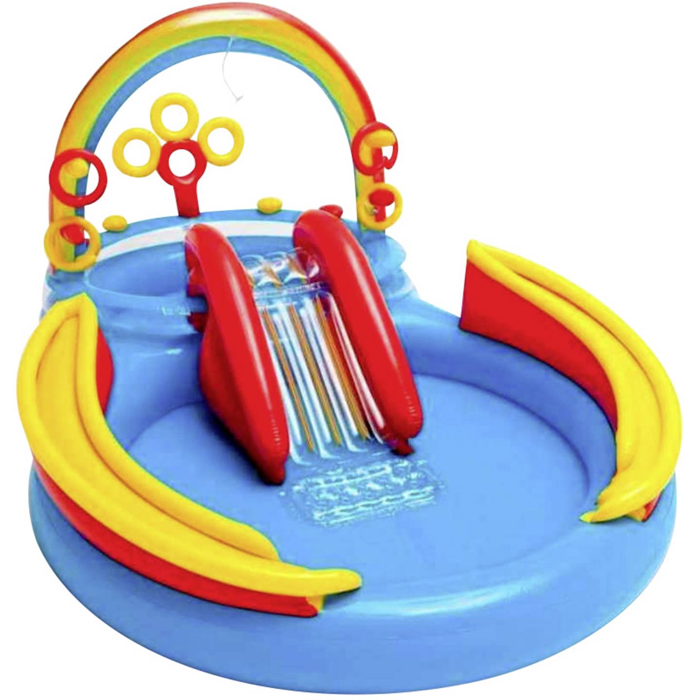 Intex Aufblasbarer Kinderpool Rainbow Ring 57453NP mit Rutsche und Dusche 81kg - 6941057402499