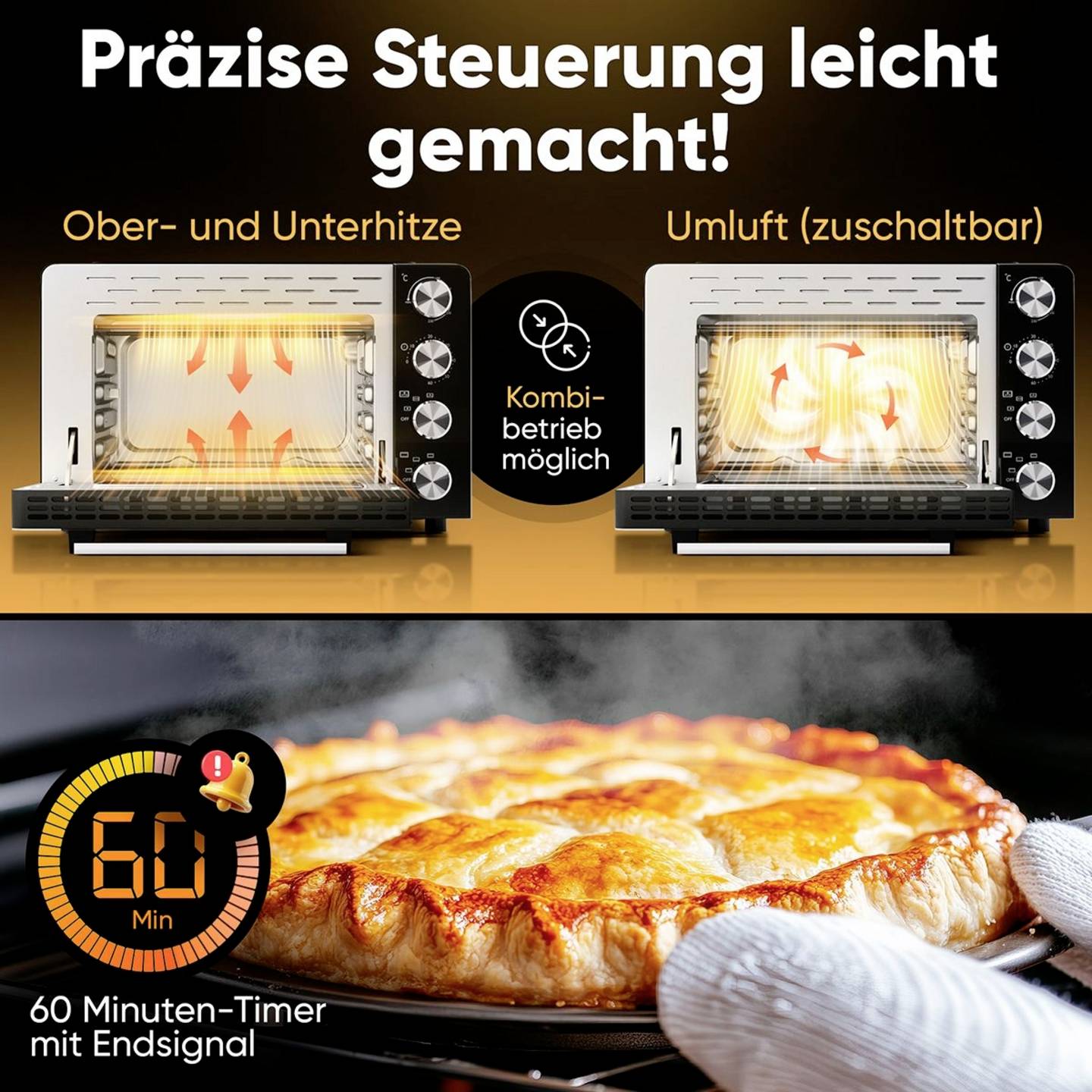 Profi Cook Minibackofen PC-MBG 1277 Multifunktion Umluftfunktion 30L schwarz - 4006160127713