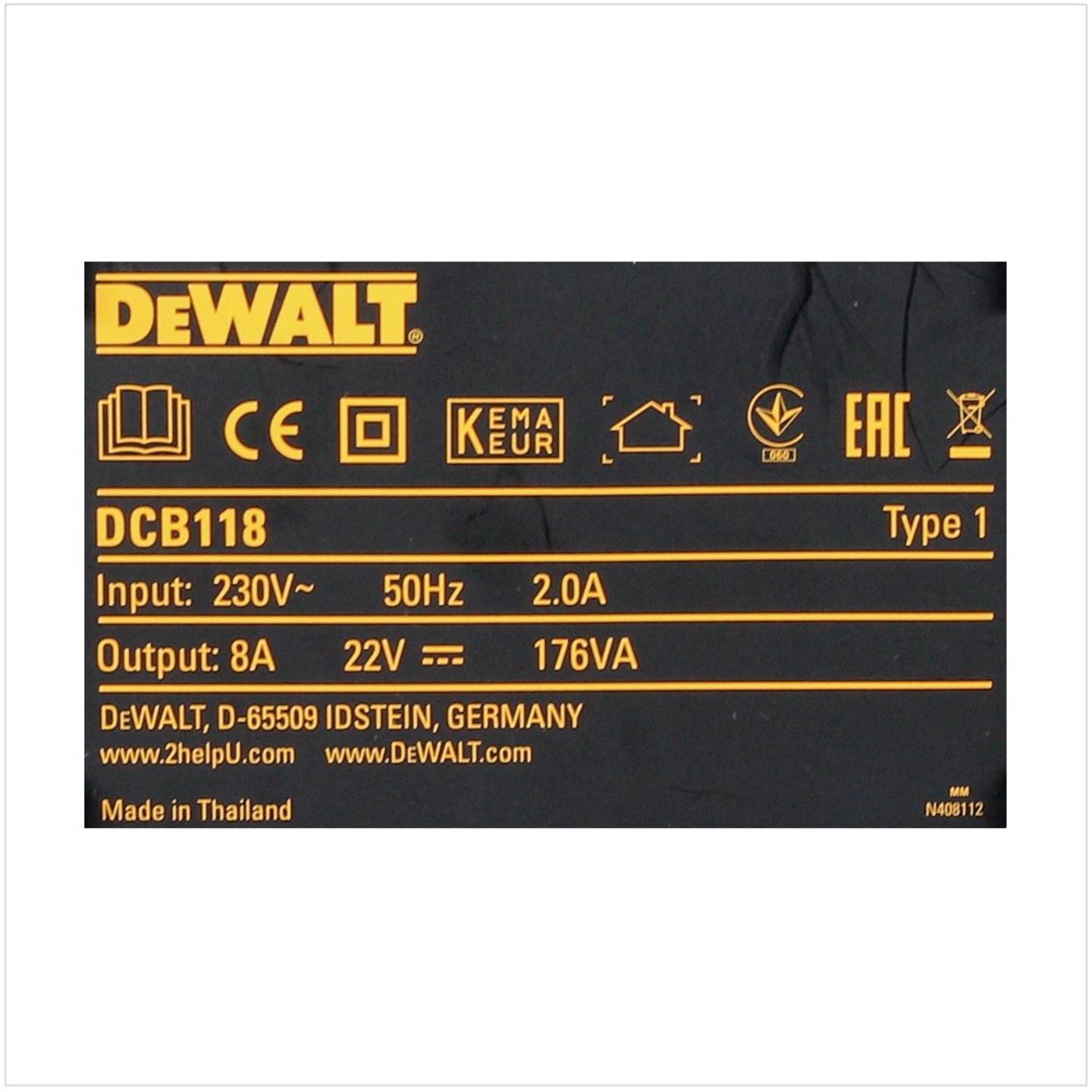 Dewalt Schnellladegerät Ladegerät Ladetechnick Geräte f. 54 bzw.18V DCB118-QW - 5035048562277