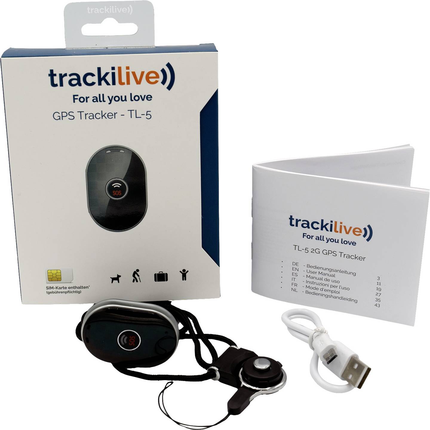 Trackilive TL-5 GPS Tracker Haustiertracker Personentracker Fahrzeugtracker - 4260177670734