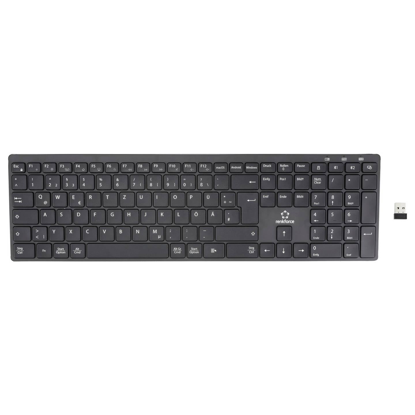 Renkforce RF-ARKB-400 Tastatur Keyboard Multi-Geräte wiederaufladbar kabellos - 4064161397092