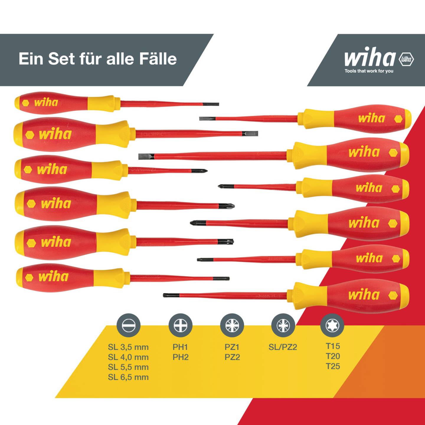 Wiha Schraubendreher Set VDE 12tlg. slimFix Handwerkzeug für spannungsführende - 4010995410032