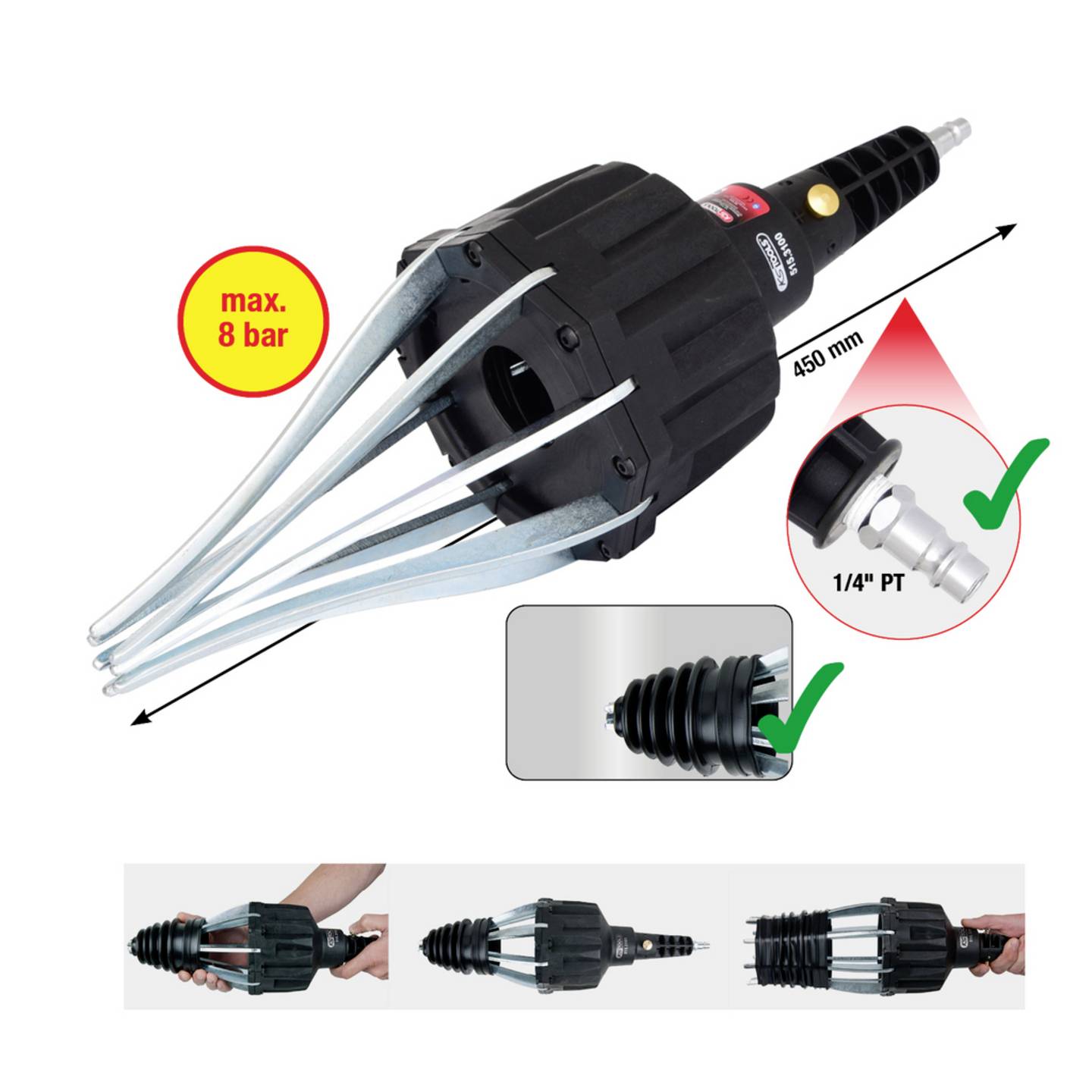 KS Tools Druckluftmontagegerät Achsmanschetten 8 bar 2265g Werkstattgerät - 4042146123041