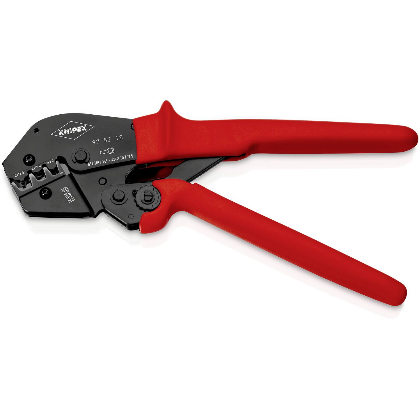 Knipex Crimpzange Zwillings-Aderendhülsen 2x6 2x10 2x16 mm² 250mm 571g - 4003773026839