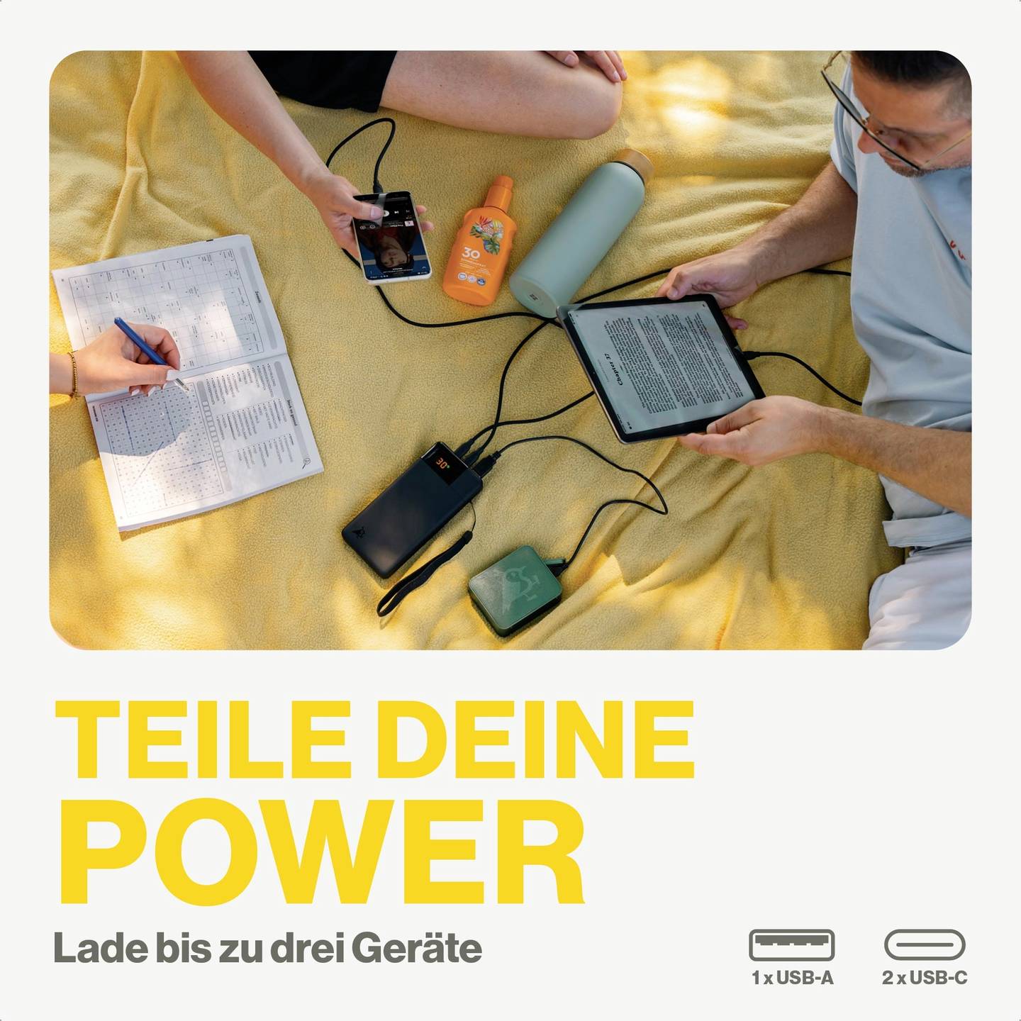Aqiila Powerbank 20000 mAh LiPo Akku Ladegerät USB-A USB-C schwarz tragbar 3A - 8716778931966
