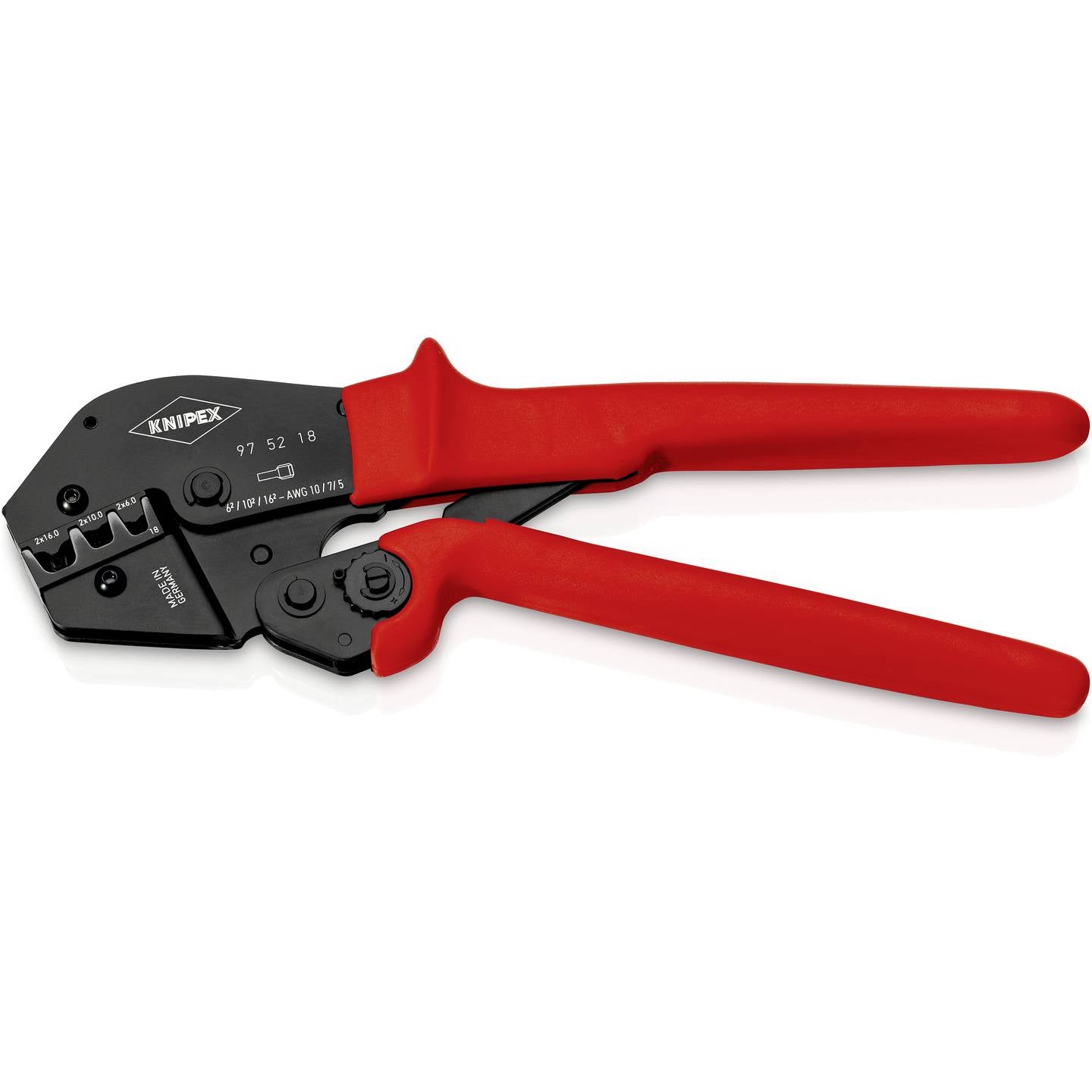 Knipex Crimpzange Zwillings-Aderendhülsen 2x6 2x10 2x16 mm² 250mm 571g - 4003773026839