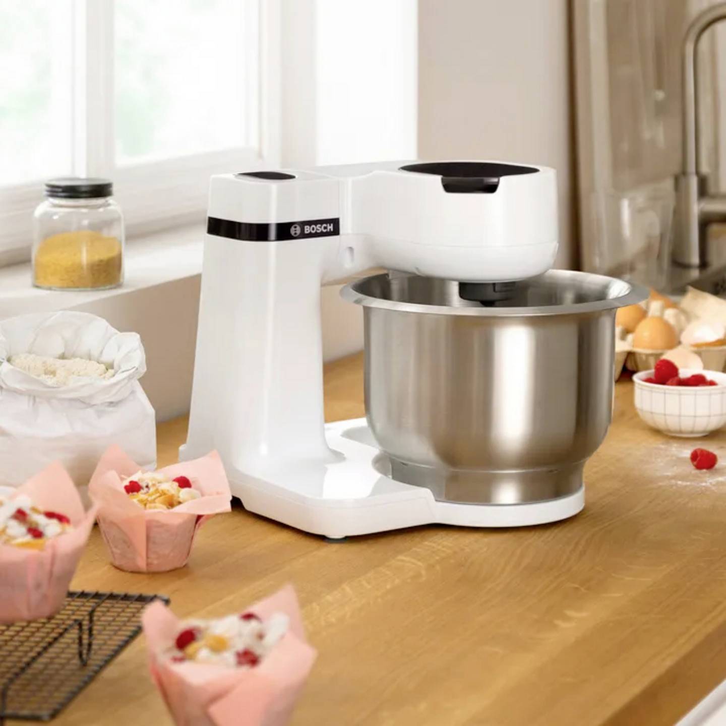 Bosch Haushalt MUMS2EW40 Küchenmaschine Mixer Küchenhelfer 700 W Weiß Edelstahl - 4242005252343