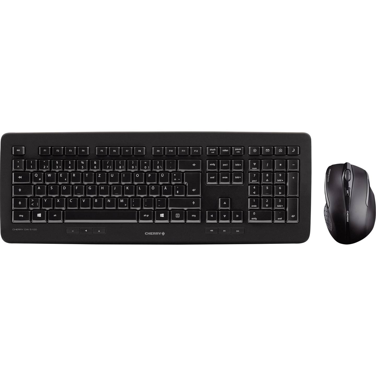 Cherry Funk Tastatur Maus-Set DW5100 Infrarot QWERTZ Schwarz USB für Computer - 4025112087516