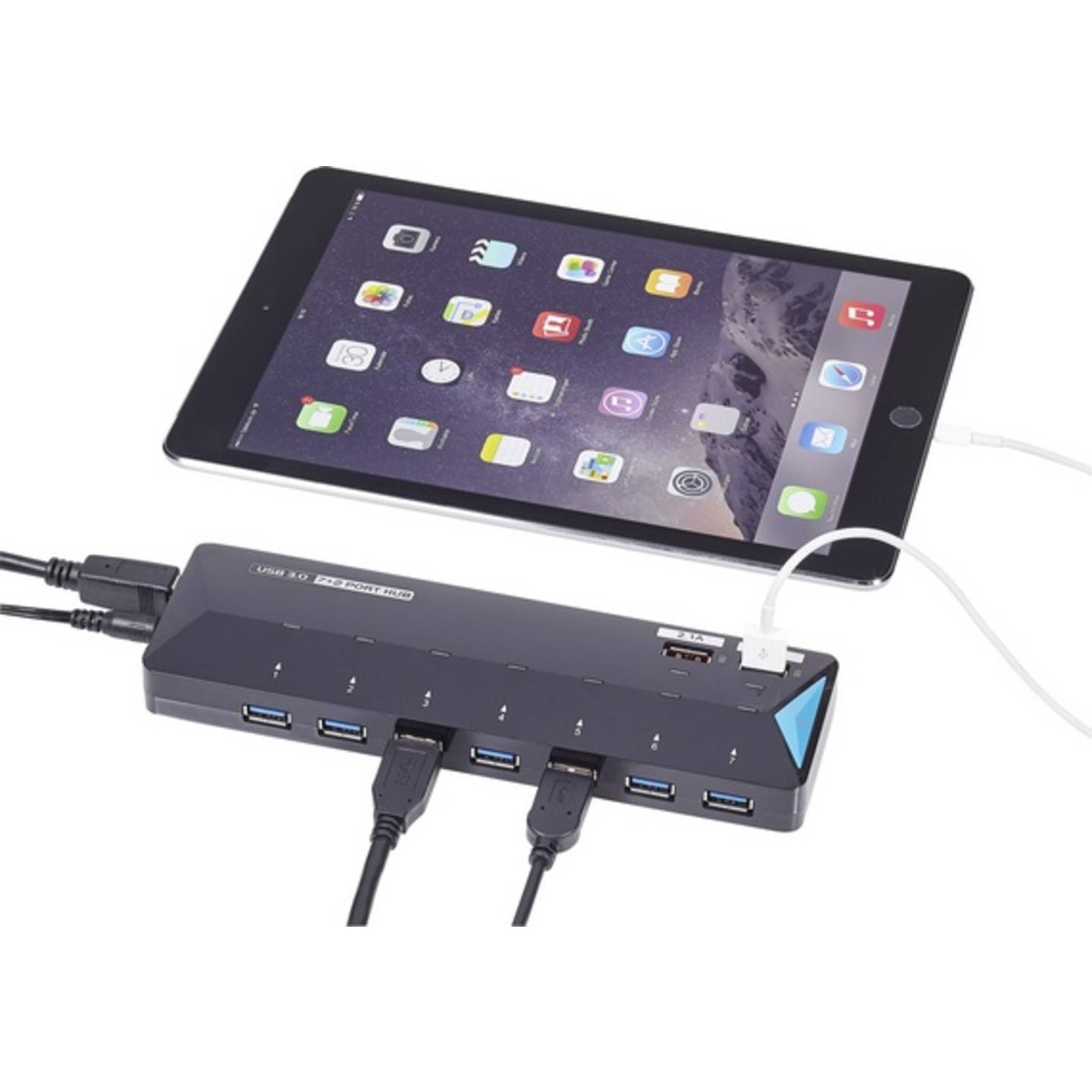 Renkforce USB-Hub 7 Port USB 3.0 5 GBit/s Schnellladeport schwarz extern - 4016138934120
