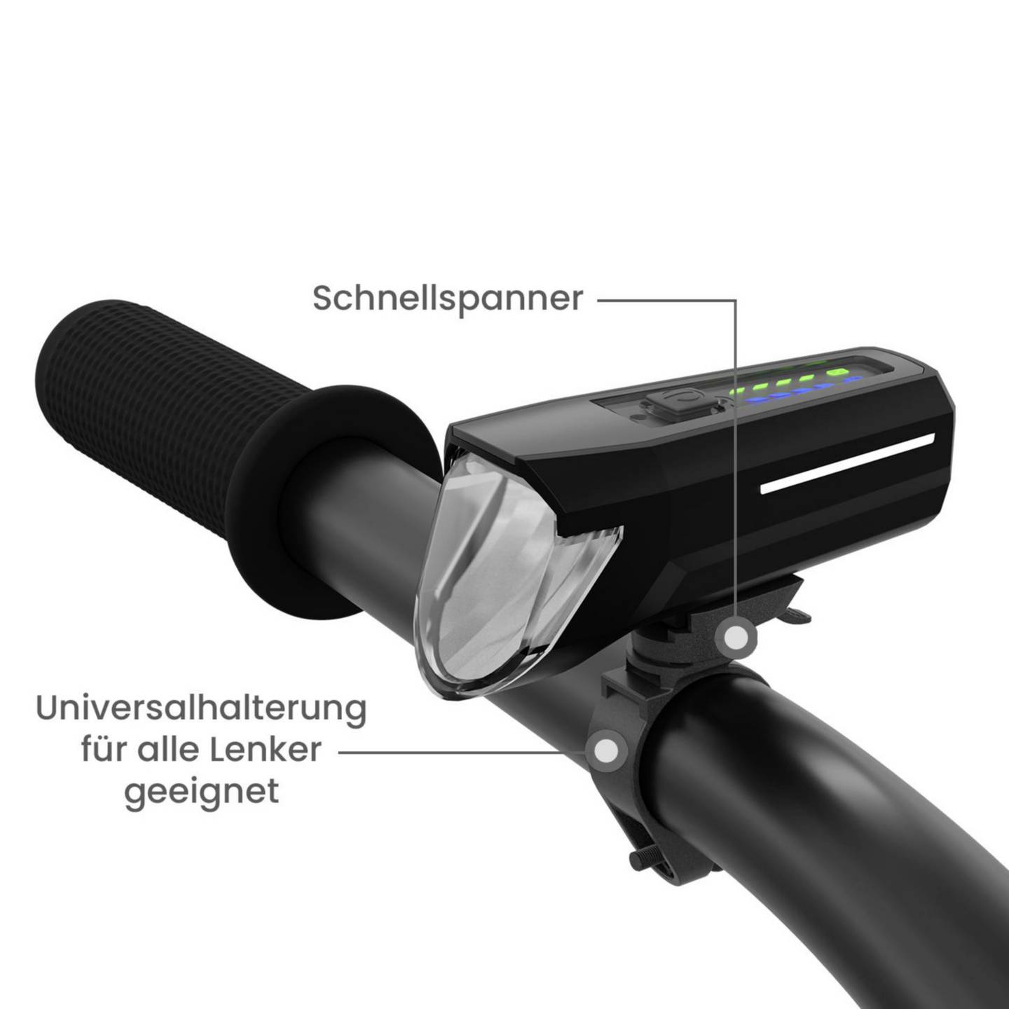 FISCHER Fahrrad-Scheinwerfer LED 110 Lux akkubetrieben Universalhalterung - 4017566007790