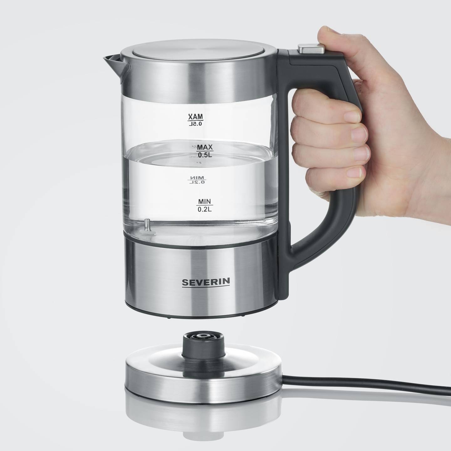Severin Wasserkocher Teekocher WK 3458 Edelstahl BPA-frei 0,5l schwarz 1100W - 4008146037764