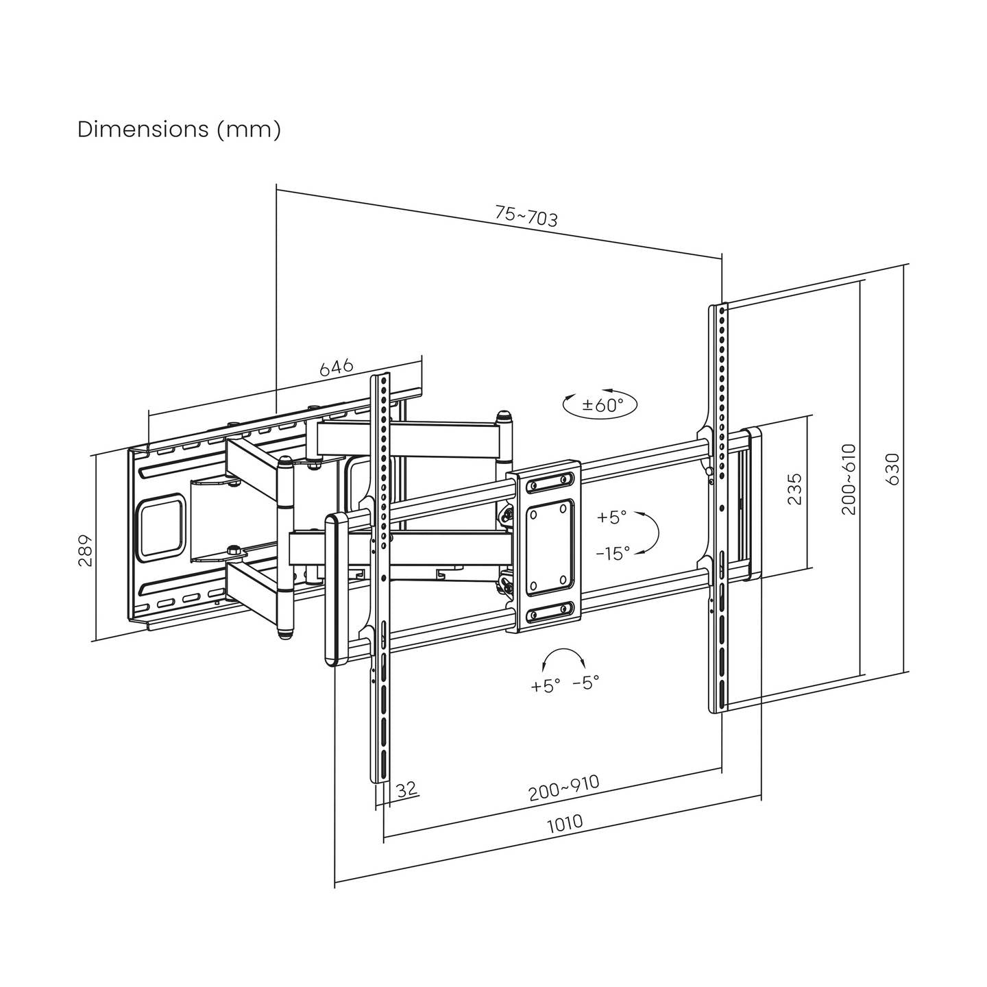 SpeaKa Professional TV-Wandhalterung neigbar schwenkbar für 60-120 Zoll 120kg - 4064161497037