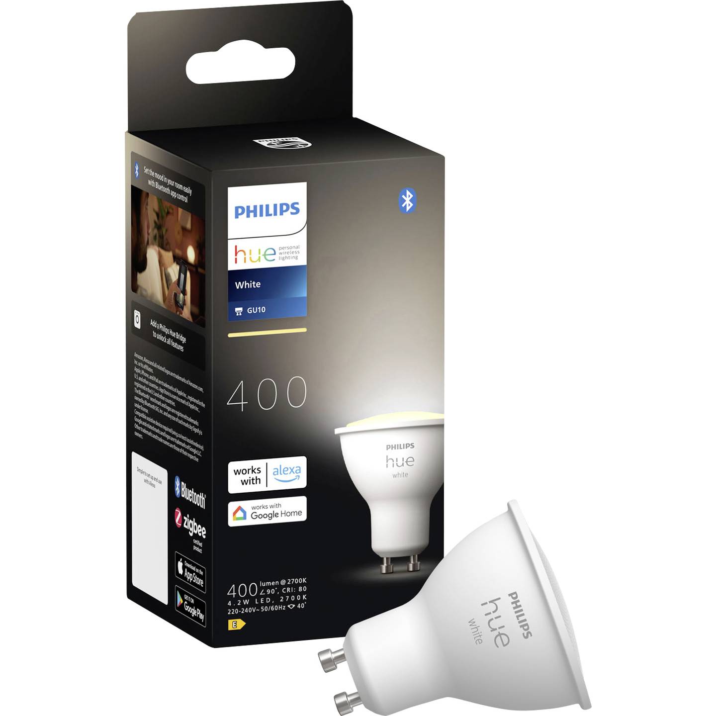 Philips Hue LED-Leuchtmittel GU10 warmweiß dimmbar Cloud-Anbindung Google Home - 8720169230170