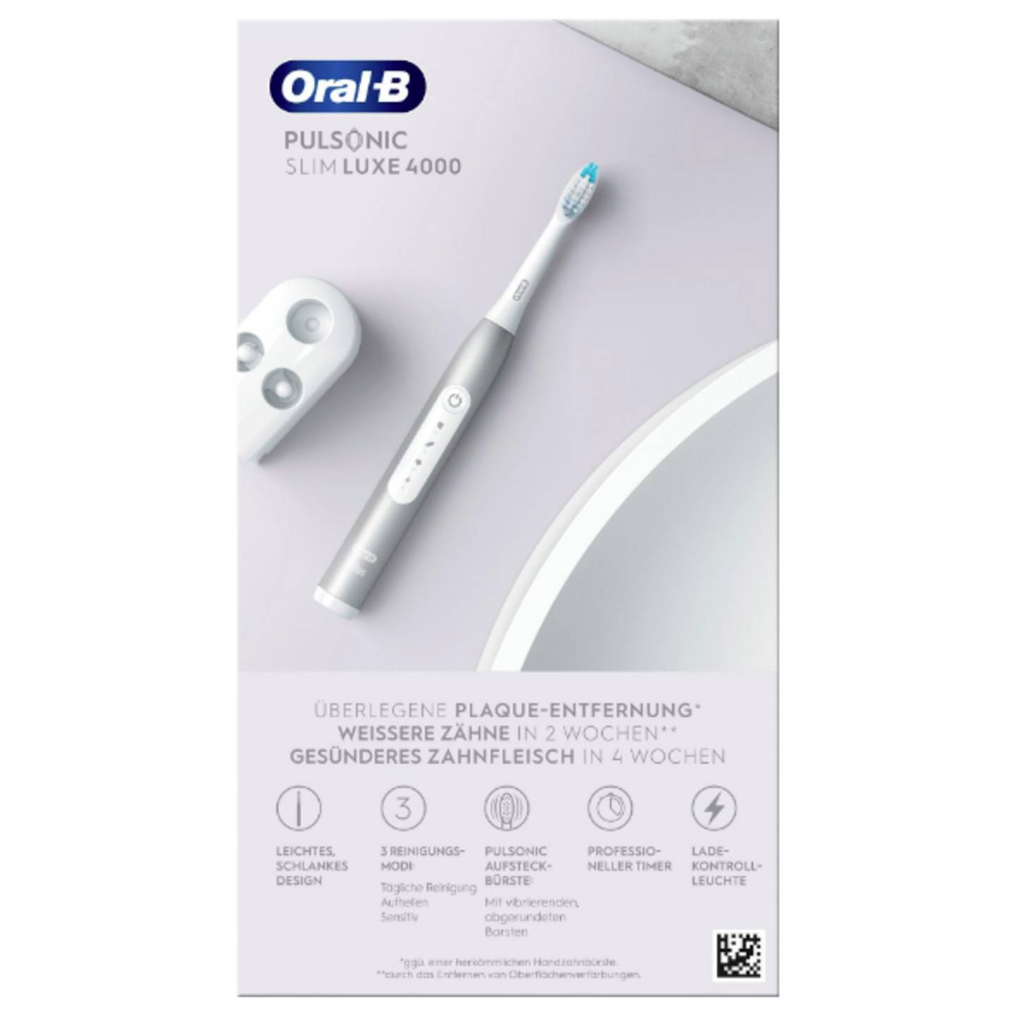 Oral-B Elektrische Zahnbürste Schallzahnbürste Pulsonic Slim Luxe 4000 Platin - 4210201305644